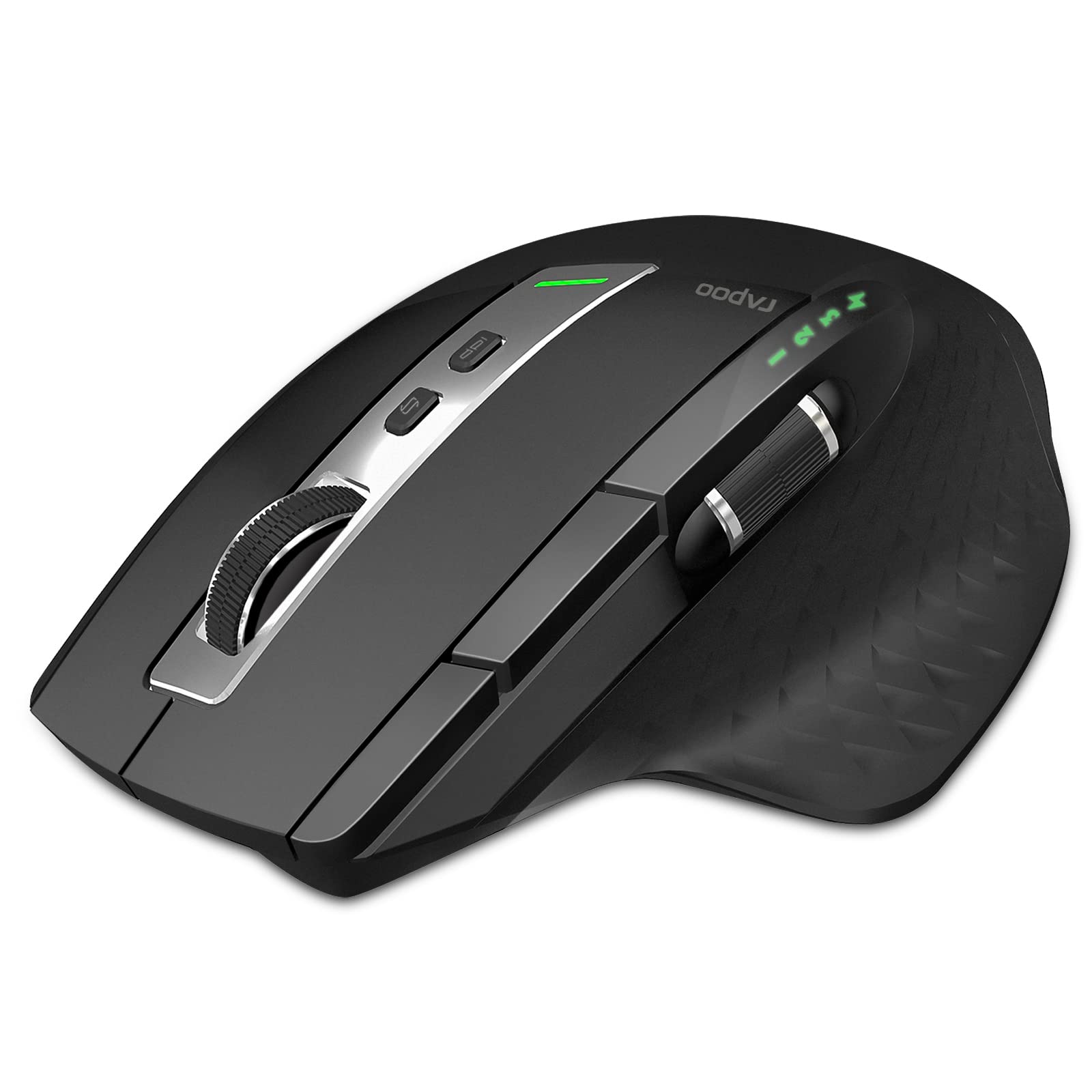Rapoo Bluetooth Wireless Mouse - 4 Adjustable DPI, Rechargeable, Multi-Device (3 Bluetooth+USB), Programmable Ergonomic Mouse with Side Roller - Perfect for Laptop, Desktop PC, Office Work, Gaming & Travel Use
