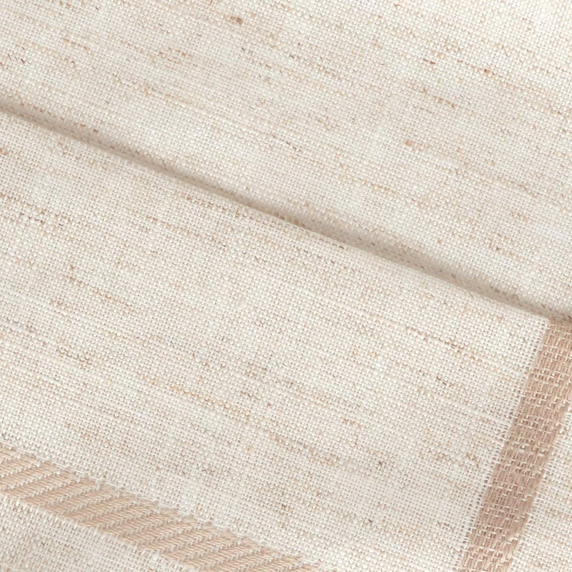 Premium SARO LIFESTYLE Polyester & Linen Blend Toscana Tablecloth - Hemstitch Border, Natural Color, 80 Inch Round - Perfect for Dining Room, Outdoor Patio & Special Occasions