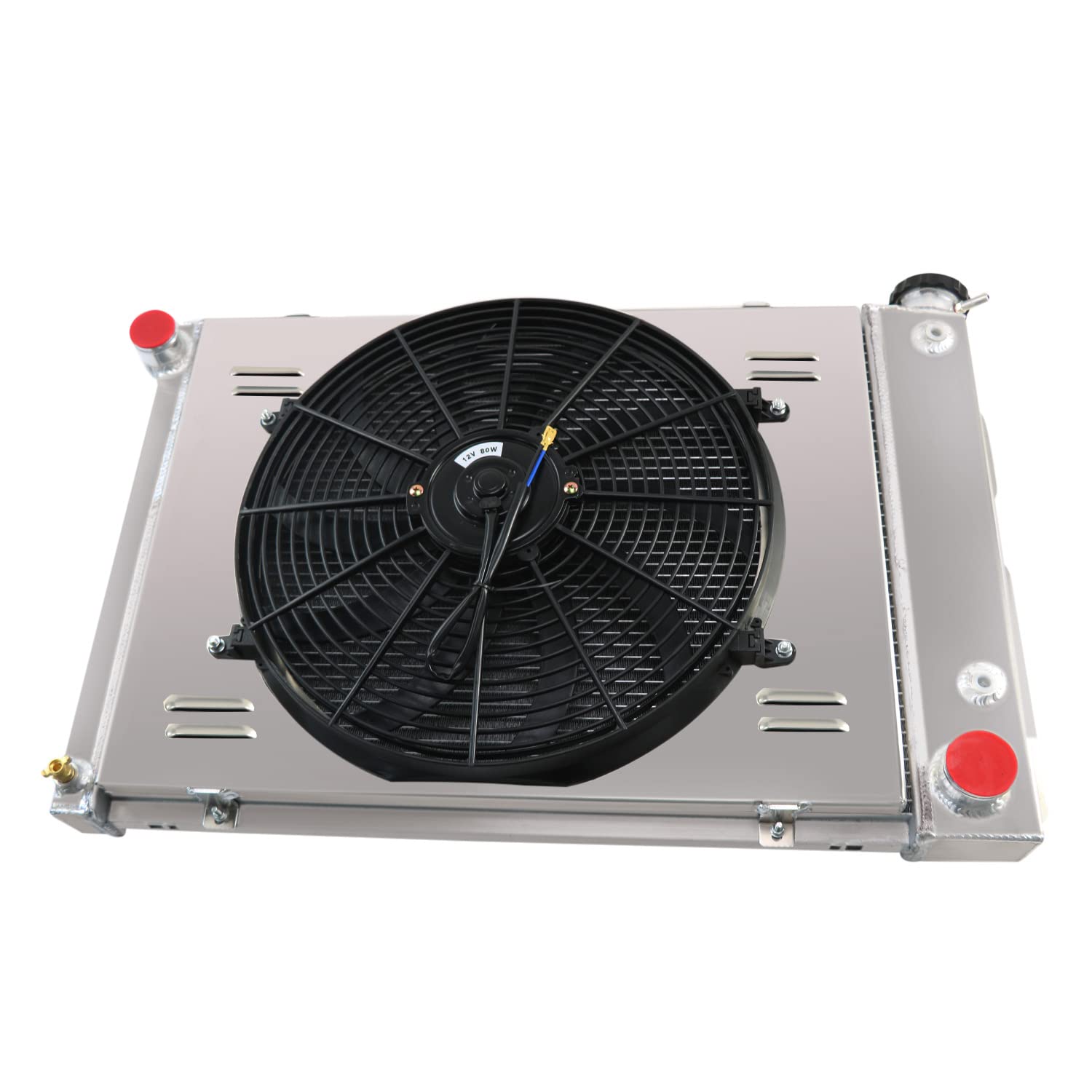 High-Performance 4-Row Full Aluminum Radiator with Fan Shroud & Thermostat Relay Kit for 1967-1969 Chevy Camaro - 23