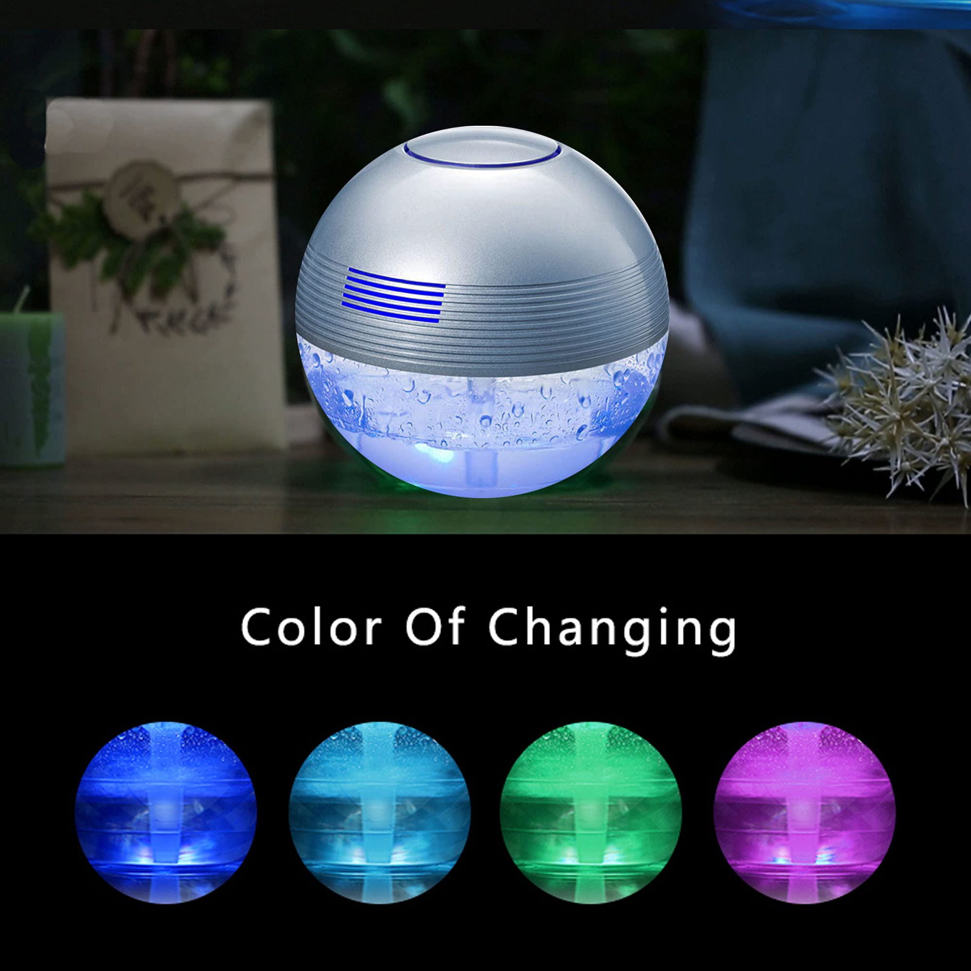 Water-Based Air Revitalizer & Purifier - Odor Eliminator, Humidifier & Aromatherapy Air Cleaner (Silver) | Freshen Home, Office, Car & Bedroom | Improves Air Quality & Relaxation
