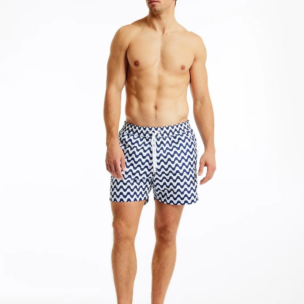 FRESCOBAL CARIOCA Copacabana Sport Swim Shorts for Men - Navy/White - Quick Dry, Comfortable Beach & Pool Swimwear for Swimming, Surfing, and Summer Vacations