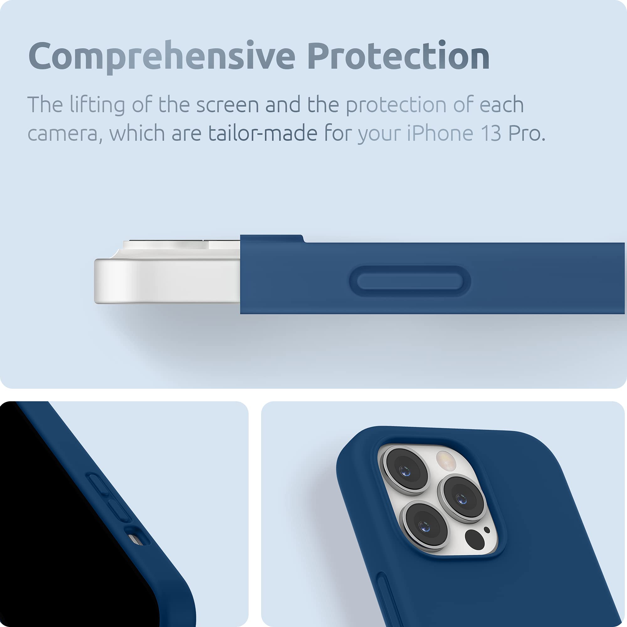SURPHY Liquid Silicone Case for iPhone 13 Pro (6.1 inch 2021) - Premium Shockproof Phone Cover with Soft Microfiber Lining - Blue Horizon | Perfect for Daily Use, Travel Protection & Gift Giving