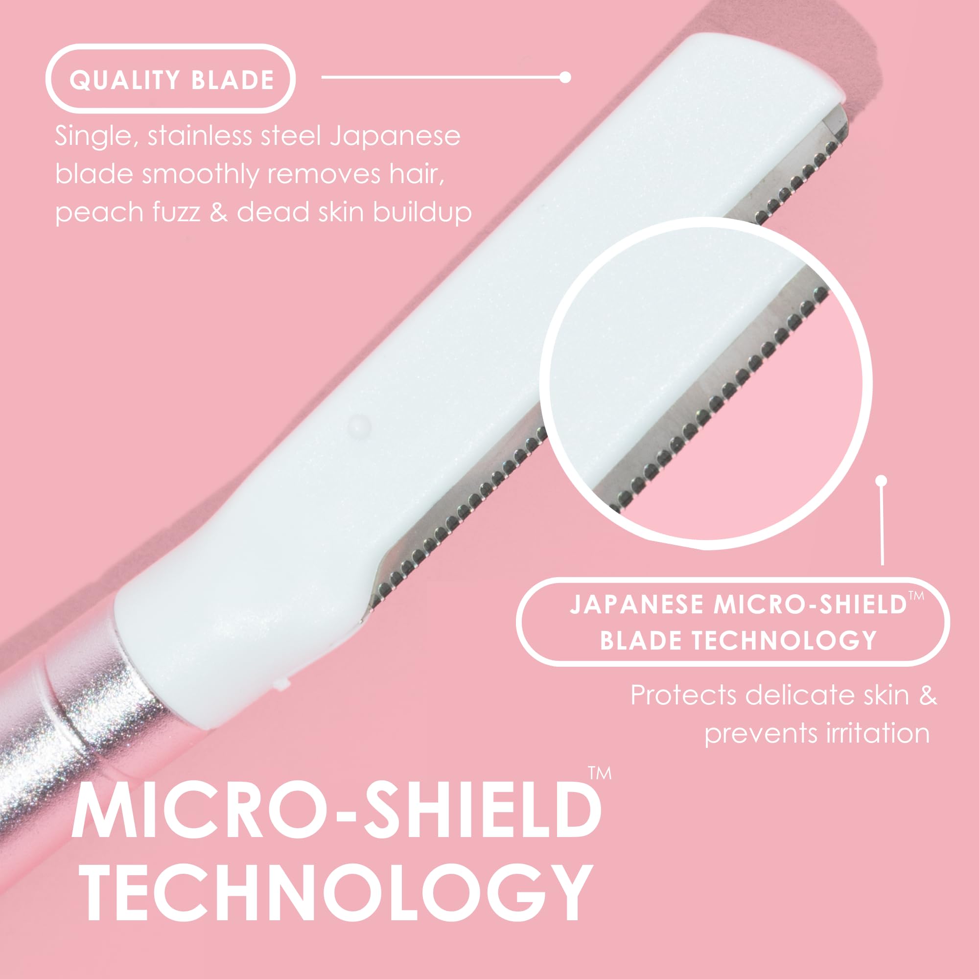 JAPONESQUE - SKINTherapy Dermaplaning Facial Razors with Interchangeable Handle | Ultra Sharp Japanese Blades for Hair Removal & Exfoliation | Eyebrow Razor with 2 Blade Sizes | Perfect for At-Home Facial Care & Smooth Skin Routine