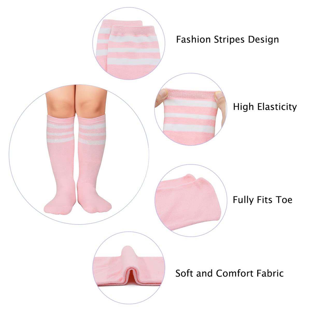 **Durio Toddler Soccer Socks - Striped Knee-High Cotton Sports Socks for Boys & Girls - Perfect for Soccer, Running & Playtime**