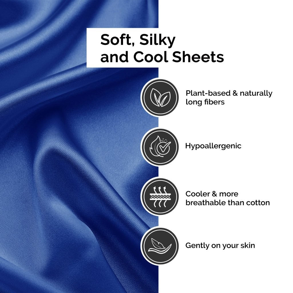300 Thread Count Rayon Bamboo Deep Pocket Sheet Set - Ultra Soft & Breathable Bed Sheets for Queen Size Mattress - Perfect for Hot Sleepers & All-Season Comfort