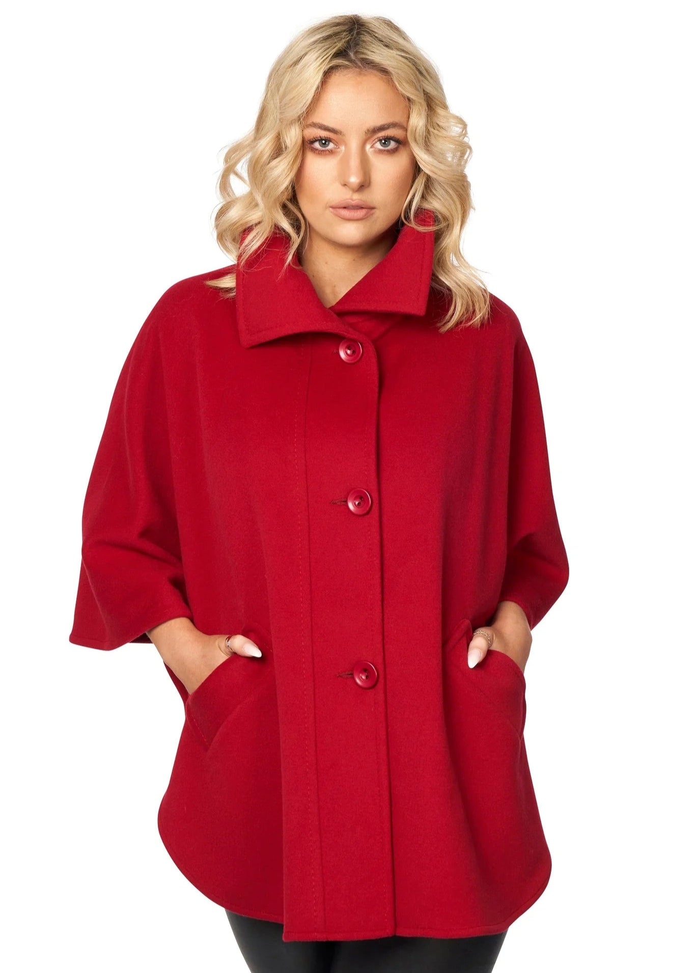 Jimmy Hourihan Women's Red Long Hip Length Coat - Stylish Winter Outerwear for Casual & Formal Occasions