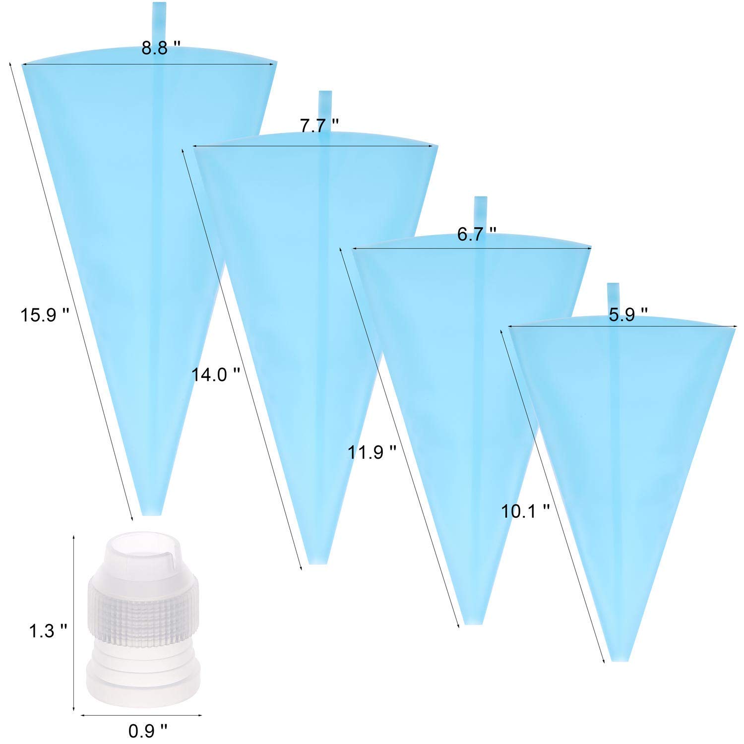 16-Piece Reusable Silicone Pastry Piping Bags Set with 8 Couplers - Professional Cake Decorating Kit for Icing, Frosting, Cupcakes (10/12/14/16 Inch) - Perfect for Birthday Cakes, Wedding Desserts & Baking Parties