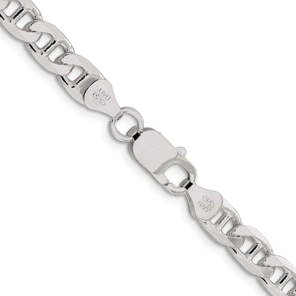 Men's 6.5mm Sterling Silver Cuban Chain Necklace - Anchor Style for Gifts & Daily Wear