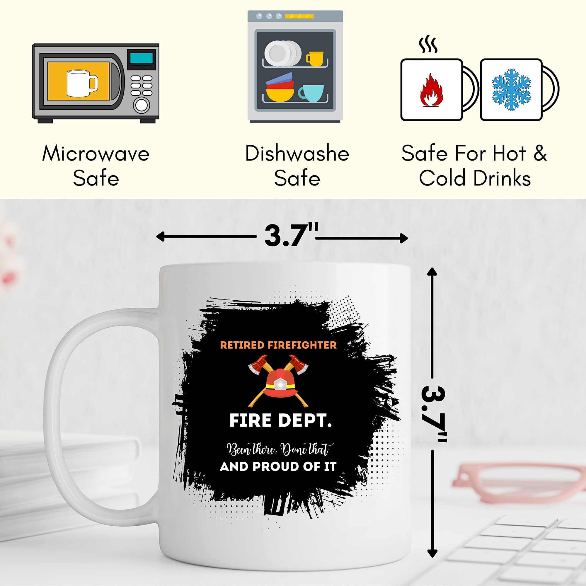Heroic Retired Firefighter T-Shirt & 11Oz Fireman Mug Gift Set - Perfect for Firefighter Appreciation, Retirement Gifts & First Responder Support