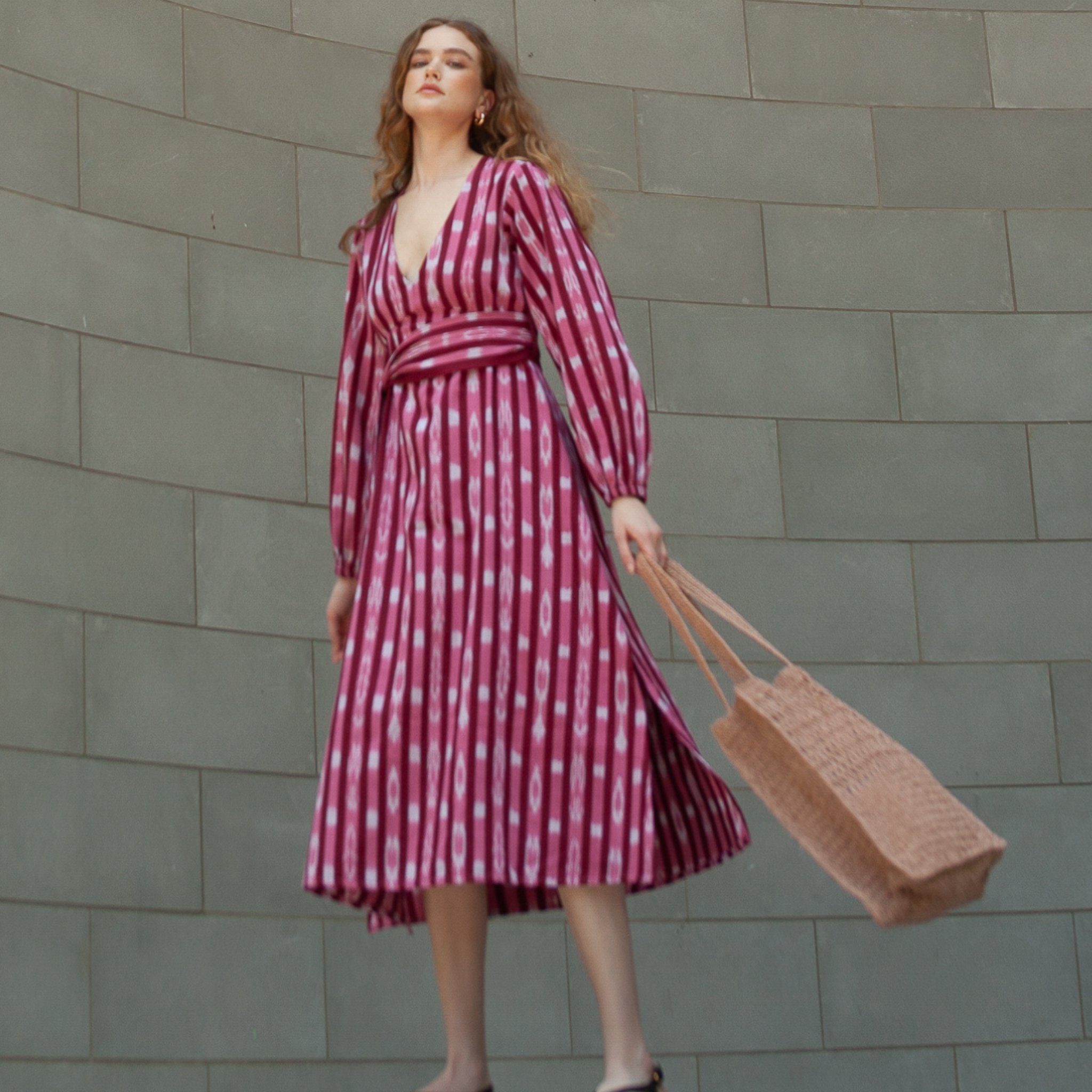 Atira Ikat Print Floral Dress - Women's Boho Chic Maxi Dress with Cherry Blossom Design | Perfect for Summer Vacations, Beach Getaways & Casual Outings