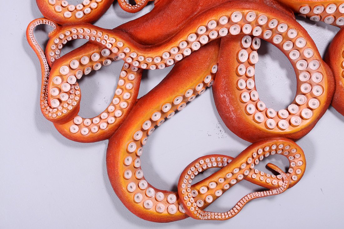 Realistic Octopus Wall Sculpture - Large Marine Beach Decor with Lifelike Eyes for Coastal, Nautical & Ocean-Themed Home Decor