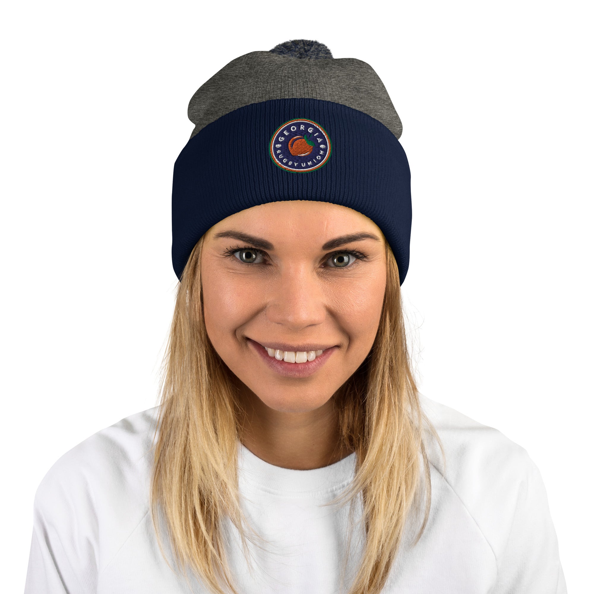 Georgia Rugby Union Winter Pom Pom Beanie Hat - Warm Knit Skull Cap for Men & Women - Perfect for Rugby Games, Outdoor Sports & Cold Weather