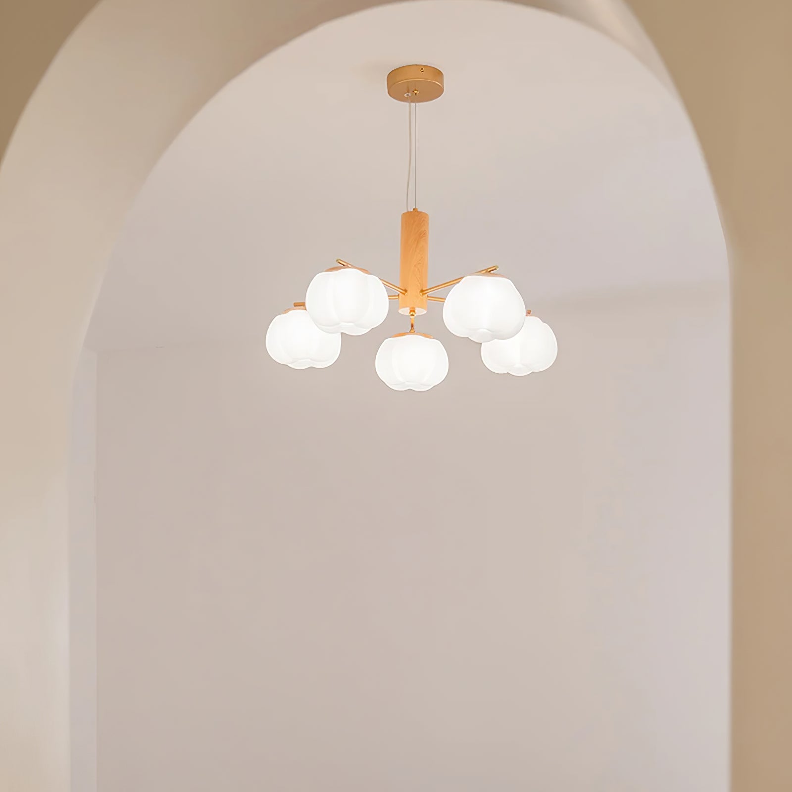 Handmade Cotton Ball Chandelier - Elegant Boho Home Decor for Bedroom, Nursery & Wedding | Soft Lighting Fixture with Natural Cotton Accents