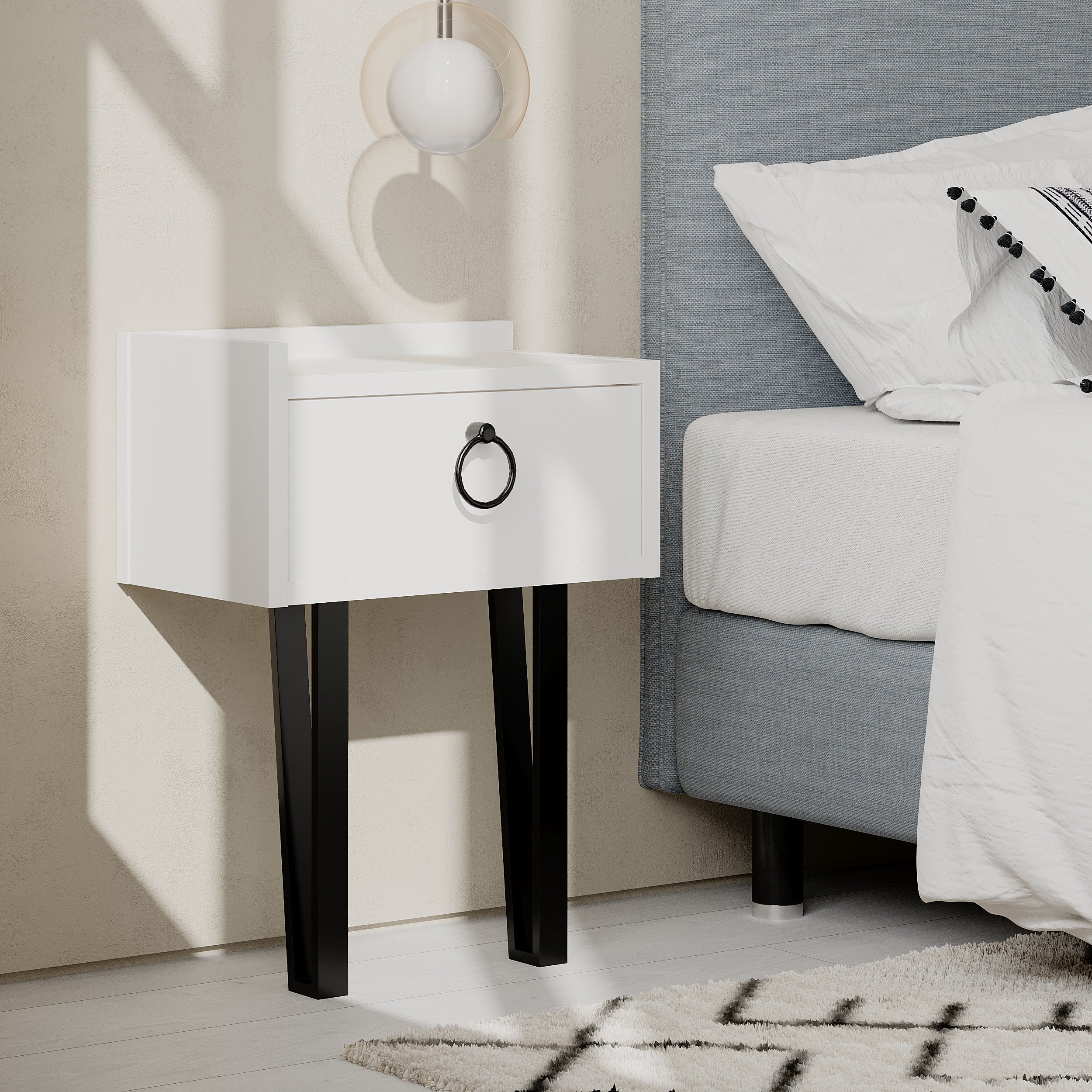 Modern Weston Nightstand with USB Ports - Stylish Bedside Table for Bedroom, Living Room & Office - Perfect for Charging Devices & Storage