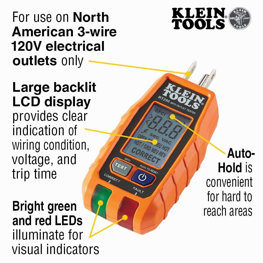 Klein Tools ET110 Digital Circuit Breaker Finder & RT250 GFCI Outlet Tester Kit - Professional Electrical Testing Tools for Home & Commercial Use