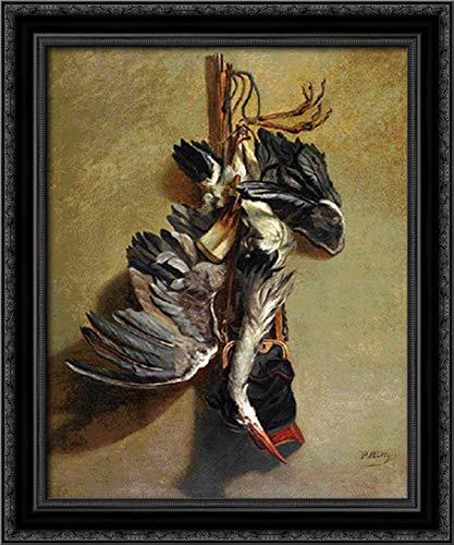 Pericles Pantazis Still Life with Game 20x24 Inch Black Ornate Wood Framed Canvas Art - Perfect for Dining Room, Living Room Wall Decor and Vintage Home Aesthetics