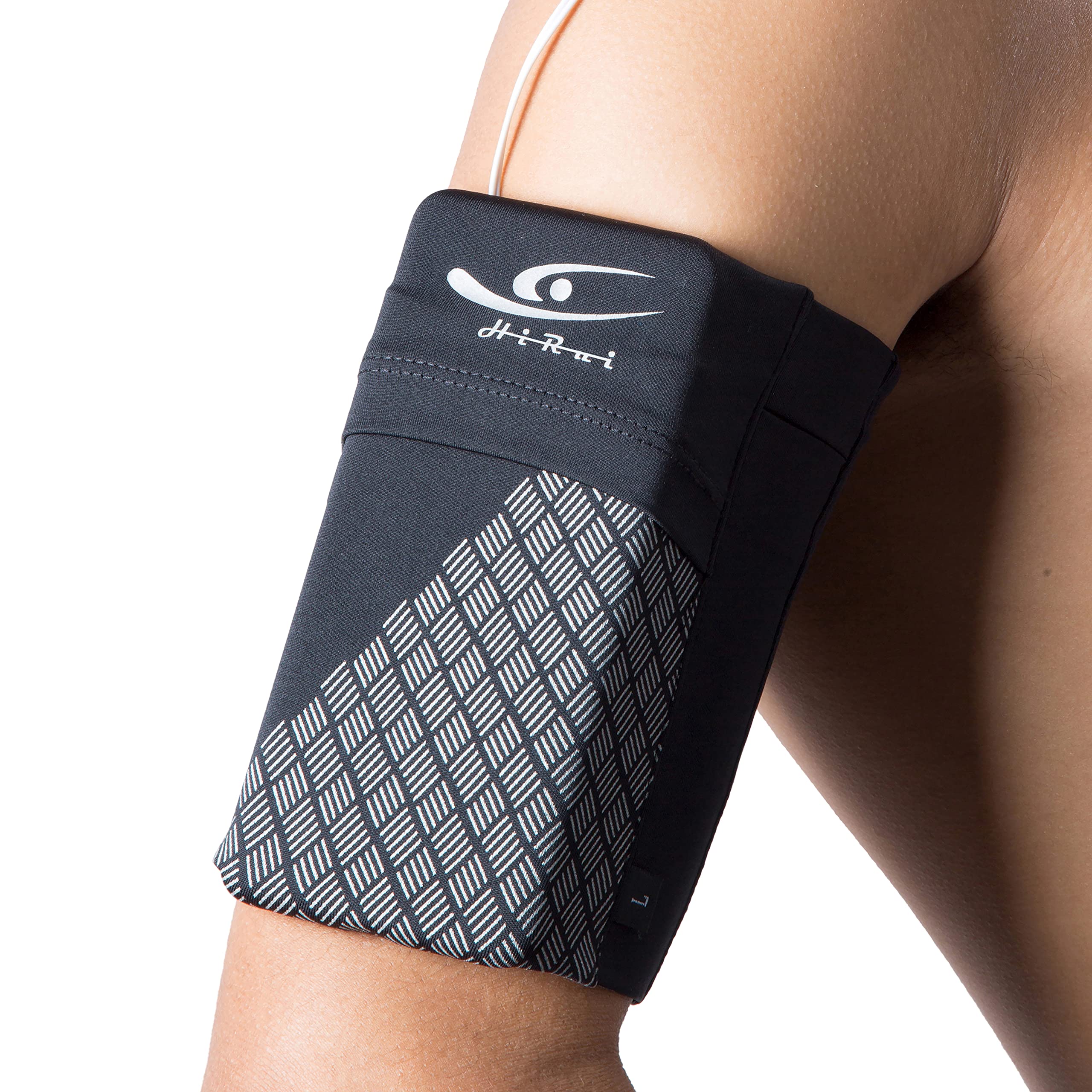 HiRui Universal Sports Armband for iPhone 15/14/13/12 & Samsung Galaxy - Adjustable Running Phone Holder for Workout, Jogging, Gym - Sweatproof & Secure Fit (Medium, Black) - Perfect for Running, Cycling, Fitness Training & Outdoor Activities