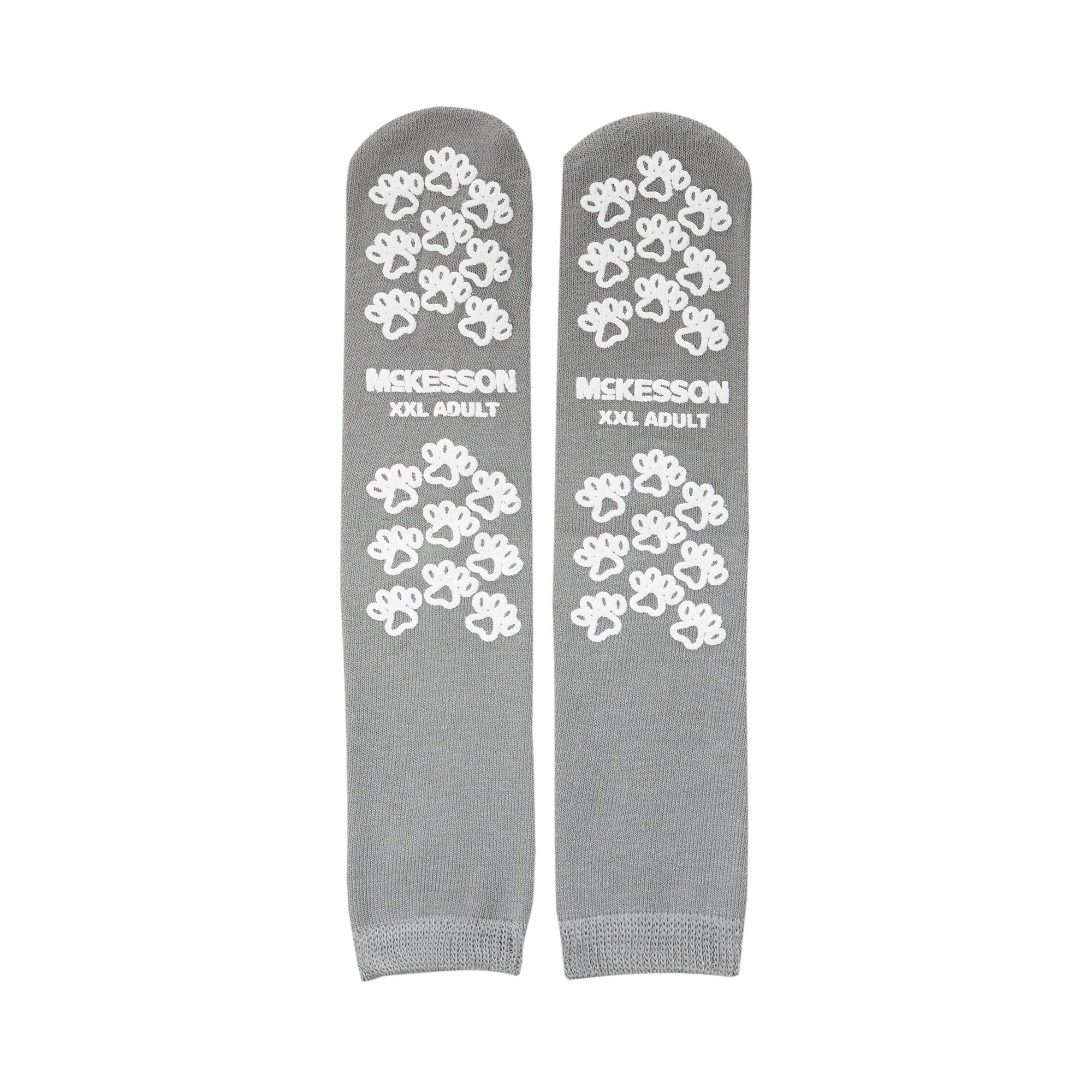 McKesson Non-Slip Terry Slipper Socks for Adults - Grey, Shoe Size 10.5-11.5, 96 Pairs - Cozy Indoor & Hospital Grip Socks for Home, Nursing, and Recovery Comfort
