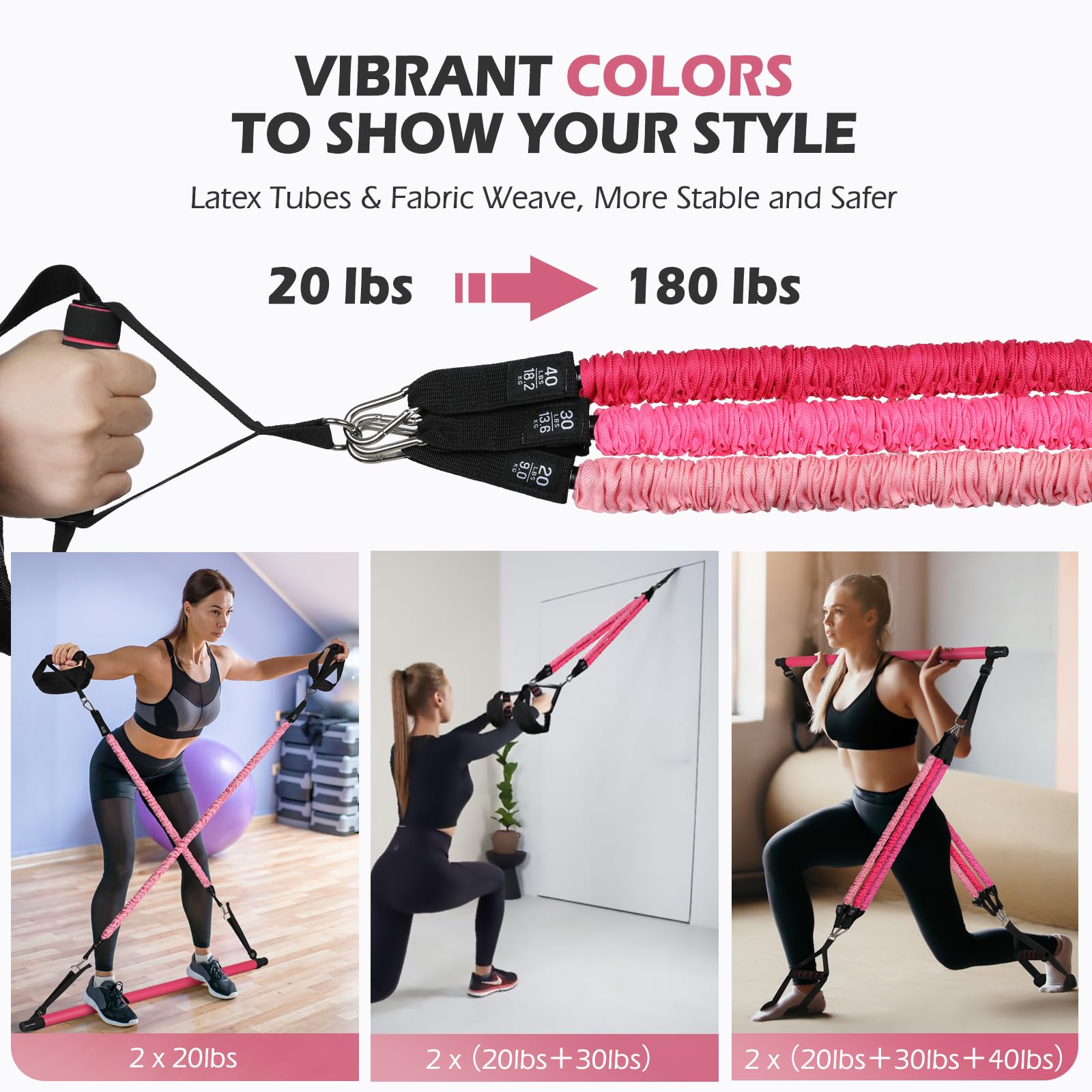 Premium Pilates Bar Kit with Resistance Bands - Natural Latex Fitness Equipment for Women & Men | Heavy-Duty Stainless Steel Yoga Stick for Home Gym, Full-Body Workouts | Perfect for Strength Training, Toning & Rehabilitation Exercises