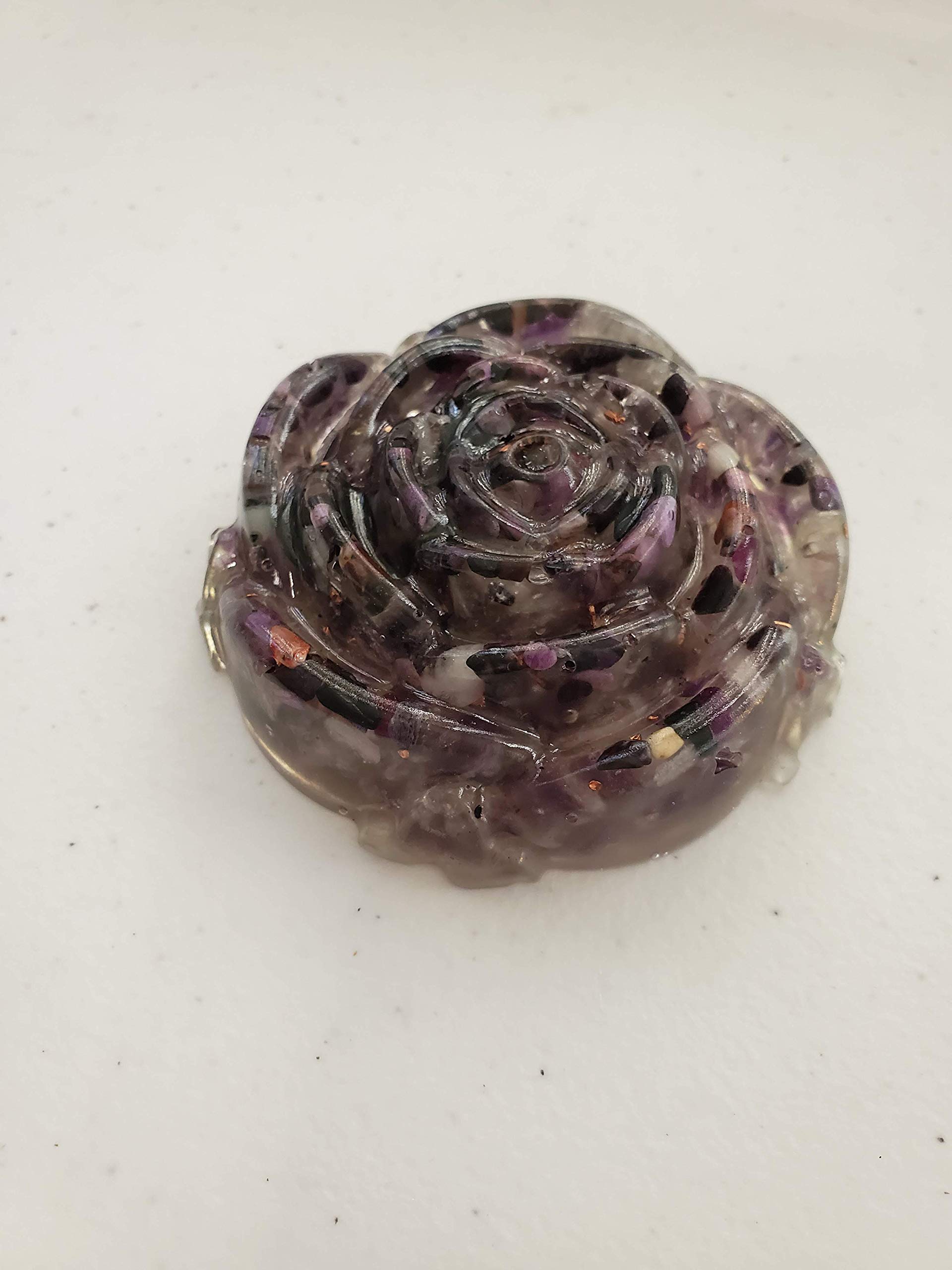 Orgone Rose Energy Pyramid - Natural Sugilite, Hematite, Rose Quartz & Amethyst Crystal Healing Stone for Stress Relief, Meditation & Positive Energy - Home Office Decor & Spiritual Gift