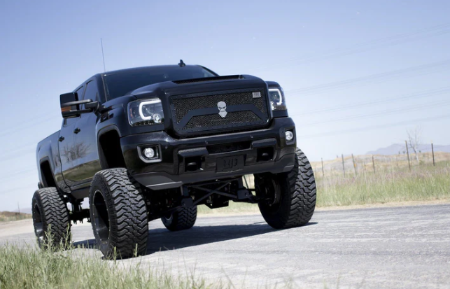 GMC Sierra & Denali 1500 2014-2018 Projector Headlights with Smooth OLED DRLs & Halos - Smoked/Black - Upgrade for Night Driving & Off-Road Adventures