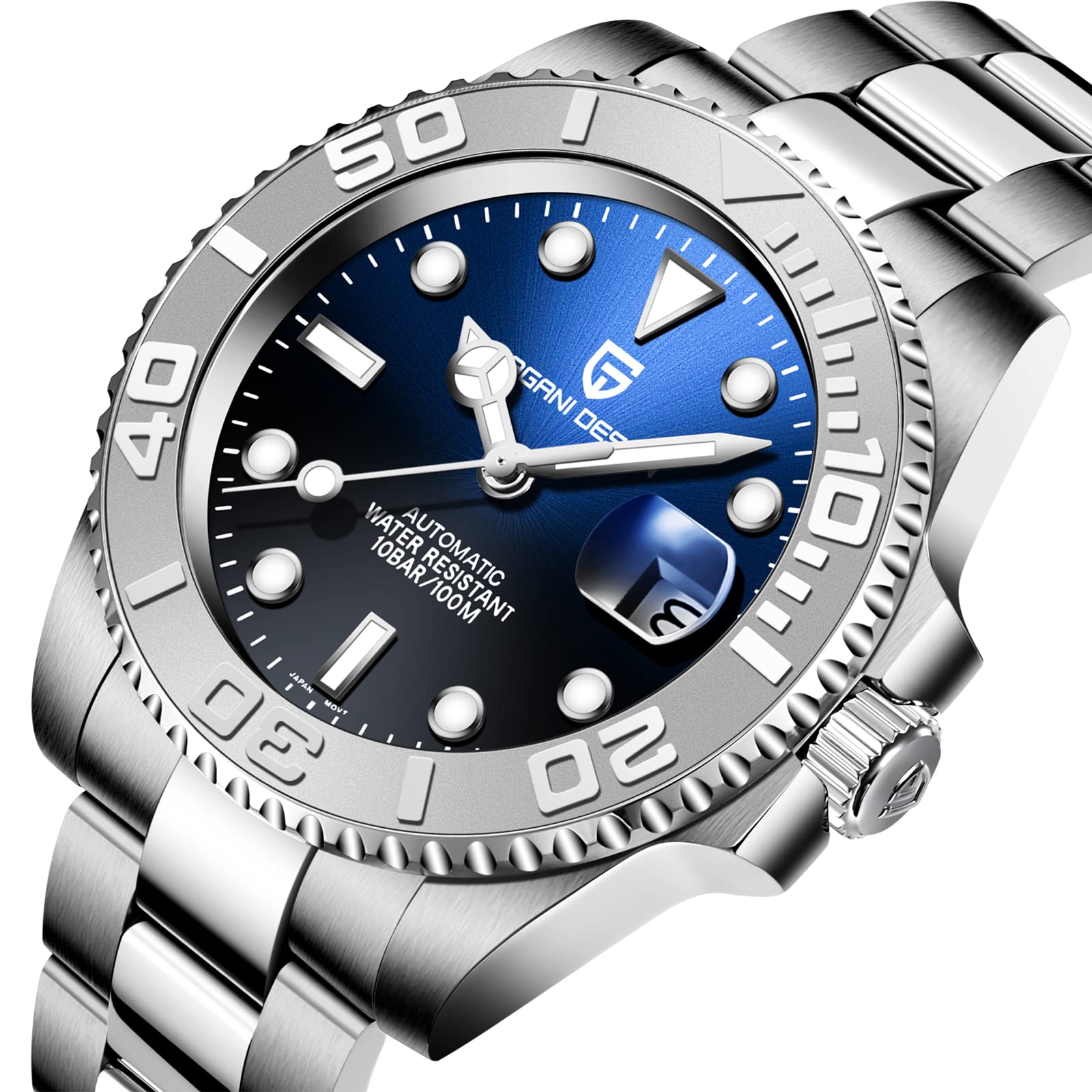 Pagani Men's Automatic Watch NH35 Mechanical 100M Waterproof for Diving & Yachting