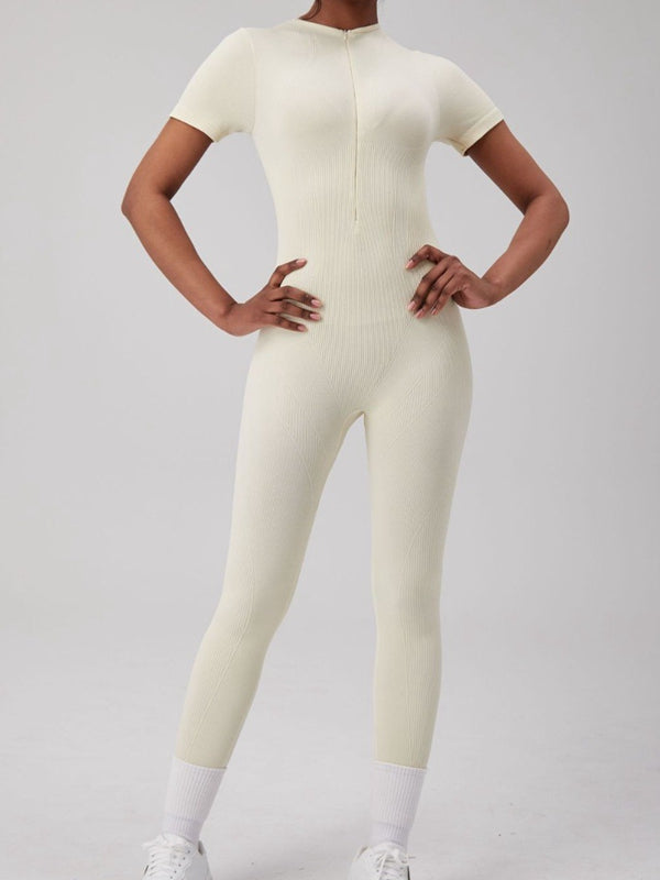 ZASUWA Women's Sexy Ribbed Cutout Jumpsuit with Zipper - Perfect for Night Out, Party & Date Night