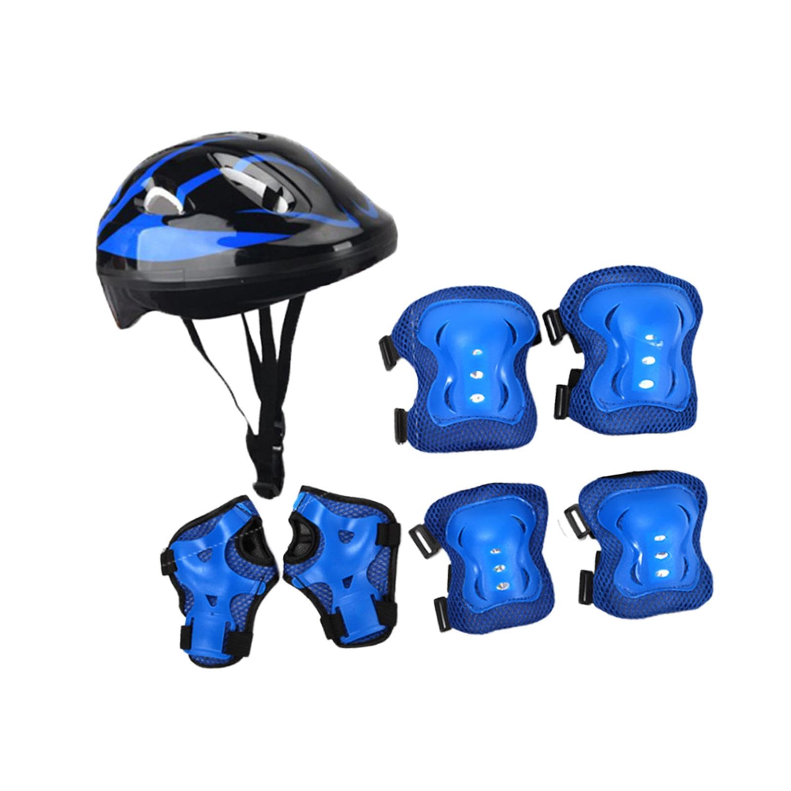 7Pcs/Set Kids Bike Helmet & Roller Skating Helmet - Impact Resistant Safety Gear for Teens - Skateboard, Bike Riding & Inline Skating - Perfect for Outdoor Sports & Playground Activities