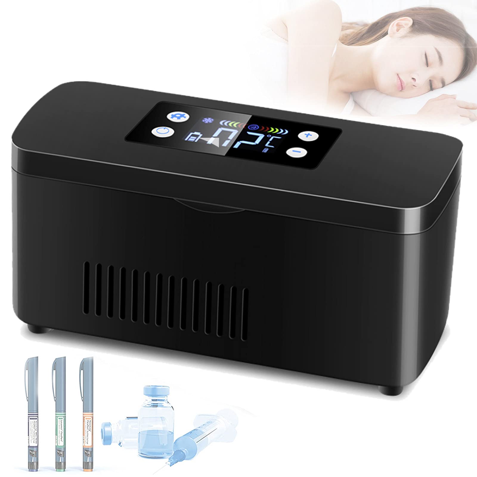 Portable Insulin Cooler Travel Case - LCD Screen Medical Fridge with 10200mAh Battery for Diabetic Medicine Storage | Perfect for Home, Travel, Car & Airplane Use | Large Capacity & Dual Battery System