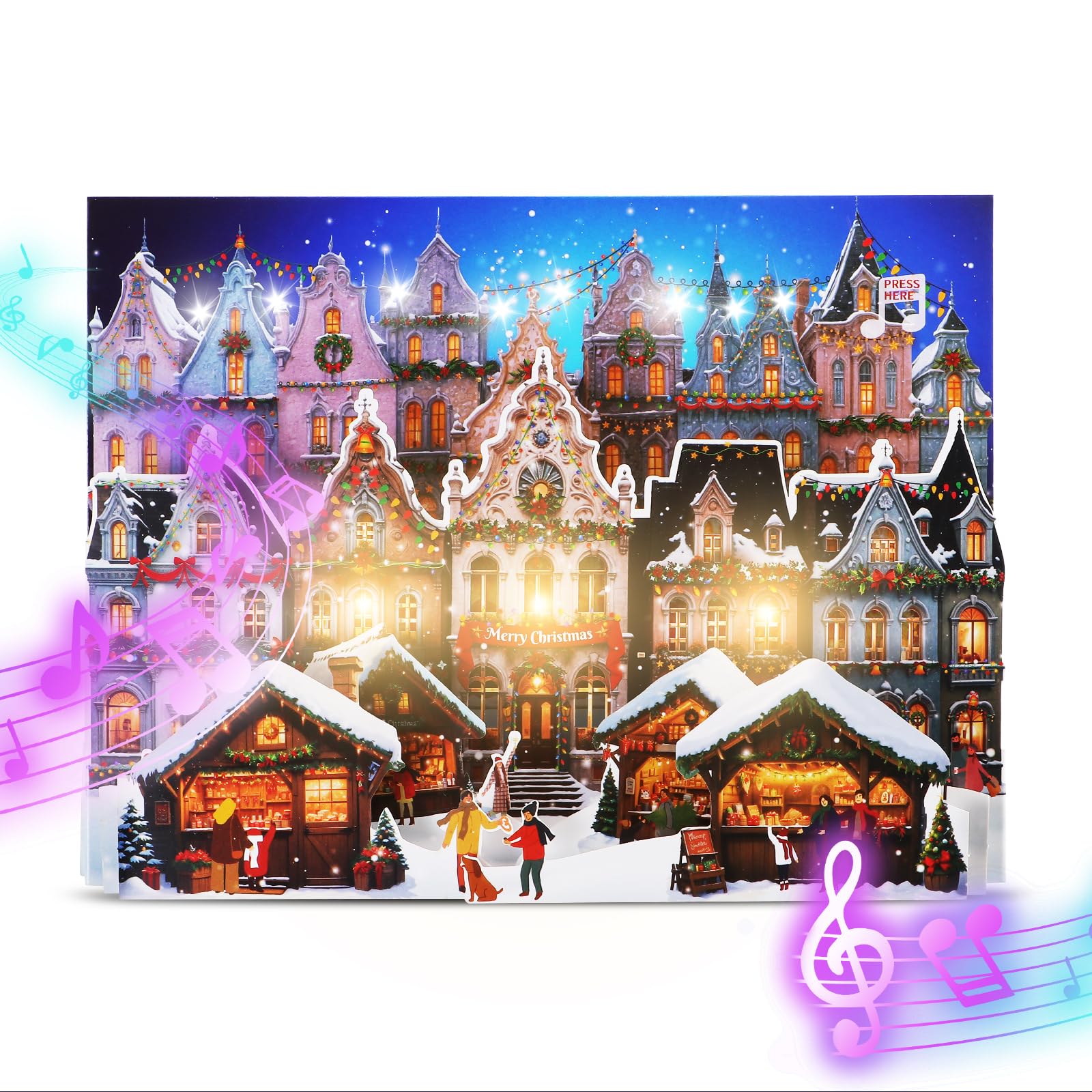 Christmas Pop Up Cards for Kids - Musical Greeting Cards with Lights & Songs - Holiday New Year Gift - Perfect for Classroom Exchanges, Stocking Stuffers & Family Celebrations