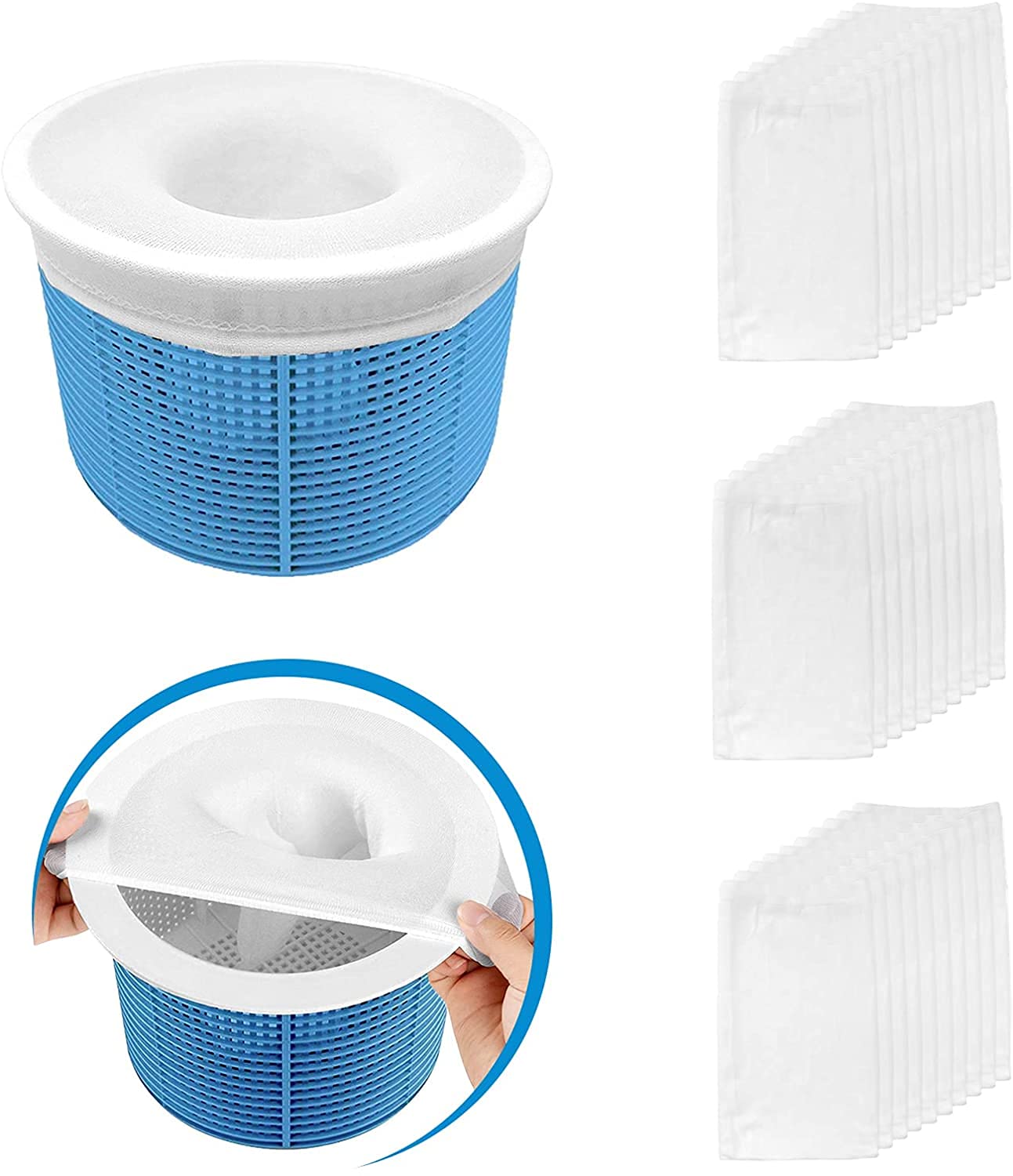 **Aiglam Pool Skimmer Socks - 30-Pack Premium Pool Basket Socks for In-Ground & Above Ground Pools | Protects Pumps, Filters & Skimmers | Durable & Easy to Use for Cleaner Pool Maintenance**    *(Perfect for Regular Pool Cleaning, Reducing Debris, and Extending Equipment Lifespan!)*