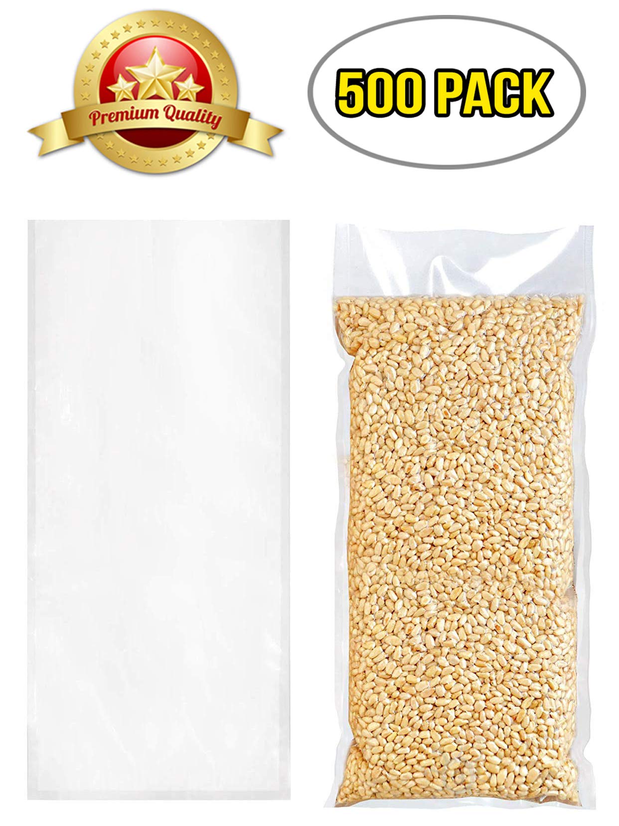 APQ 500-Pack Jumbo Laminated Vacuum Pouches 16x28 Inches - Clear Poly-Nylon Vacuum Storage Bags, 3 Mil Thick | Perfect for Food Preservation, Clothes Storage & Space Saving | Great for Industrial Use, Commercial Kitchens & Home Organization