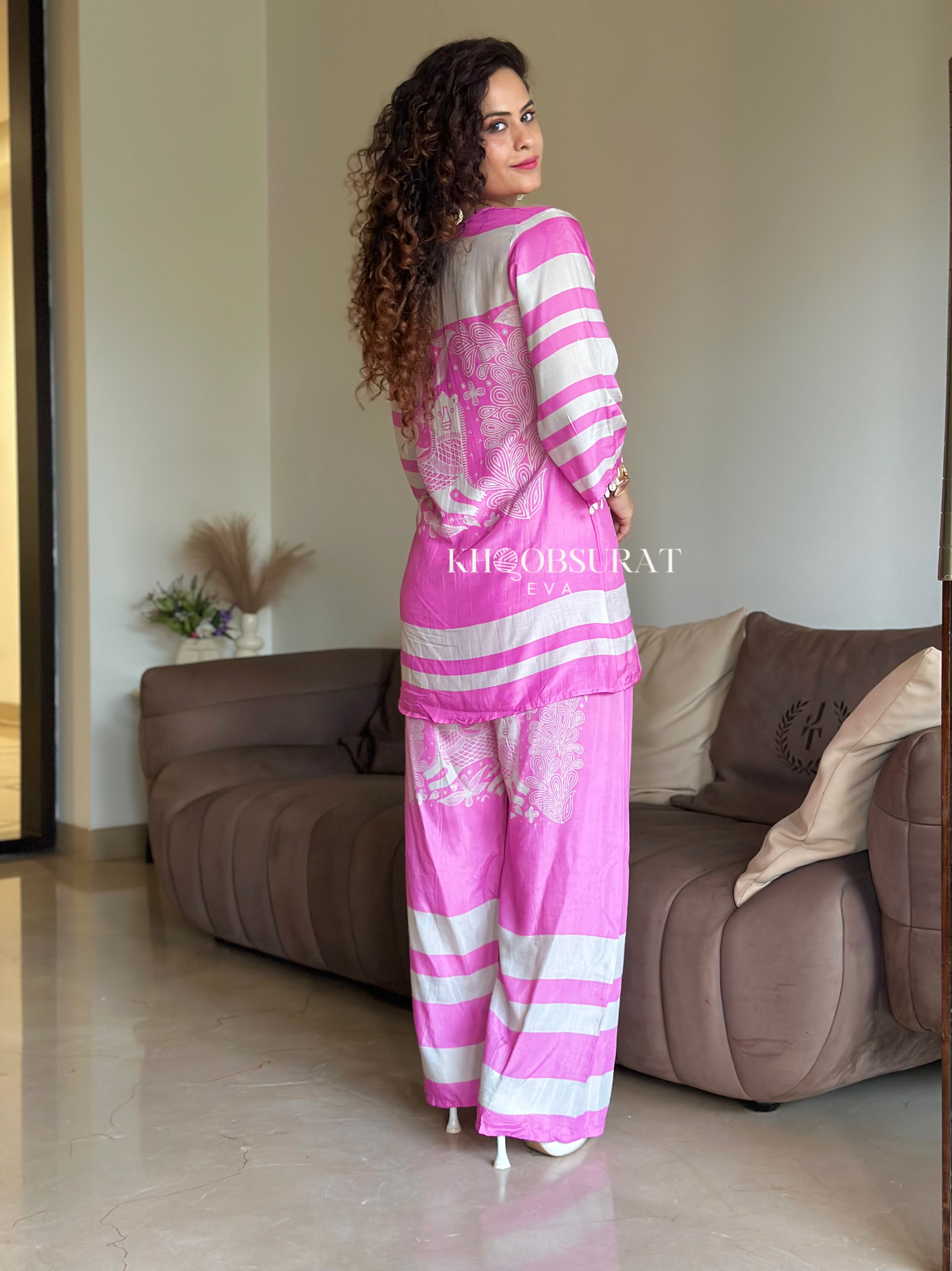 Affordable Pink Printed Matching Outfit Set for Women - Casual Wear, Summer Outfits, and Vacation Style