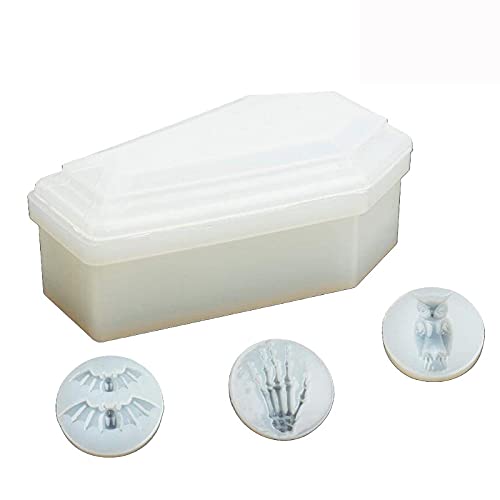 BLUEXIAO Epoxy Resin Silicone Molds Kit for Beginners - Coffin Box, Bat, Owl Skull & Hand Shape Casting Tools | DIY Jewelry, Keychain & Home Decor Crafts