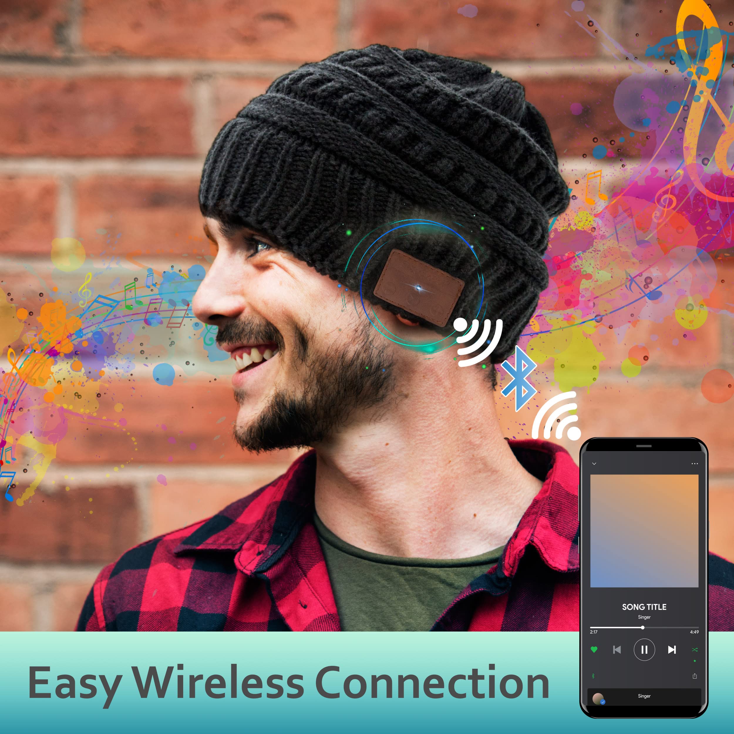 Soundbot Bluetooth Wireless Knit Beanie Headset with Built-in Mic - 5Hr Playtime & 7Hr Talk Time for Hands-Free Calling & Music | Perfect for Winter Sports, Commuting & Outdoor Activities