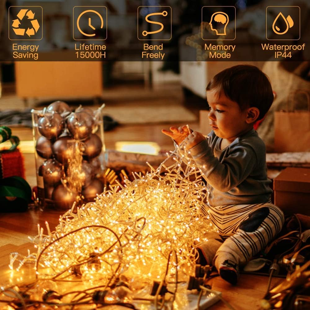 Quntis 500 LED Christmas String Lights 328ft, Waterproof Fairy Lights for Outdoor/Indoor - Home, Wedding, Party Decor