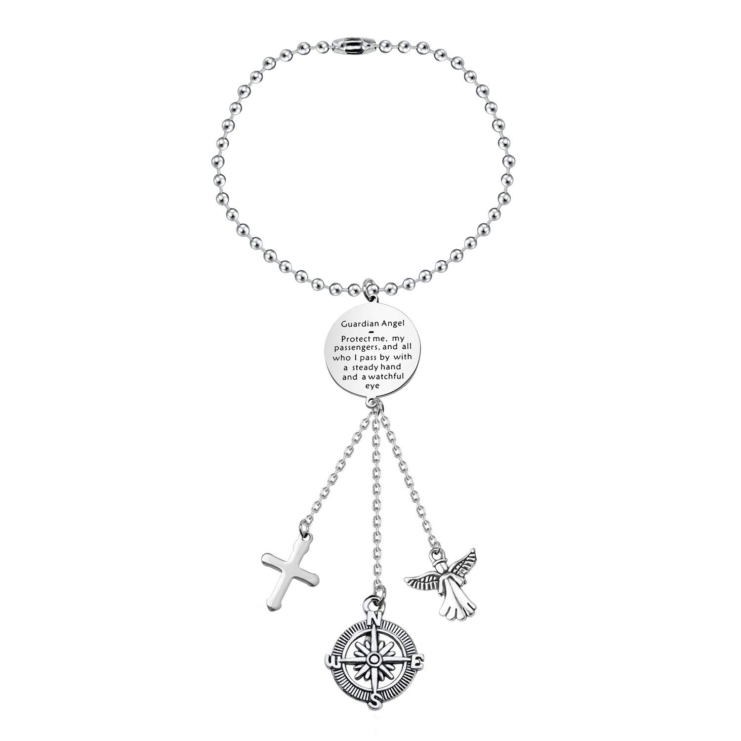 FEELMEM Guardian Angel Prayer Car Charm - Spiritual Protection for Drivers & Passengers | Religious Car Accessory Gift for Safe Travel | Perfect for Hanging on Rearview Mirror (Christian Faith-Based Decor)