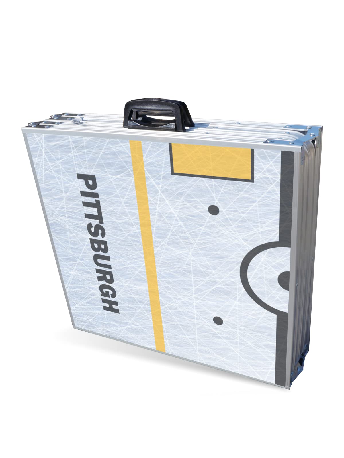 PARTYPONG 8-Foot Folding Portable Beer Pong Table with Optional Cup Holes & LED Lights - Pittsburgh Hockey Rink Design - Perfect for College Parties, Tailgating & Backyard Games (Choose Your Model)