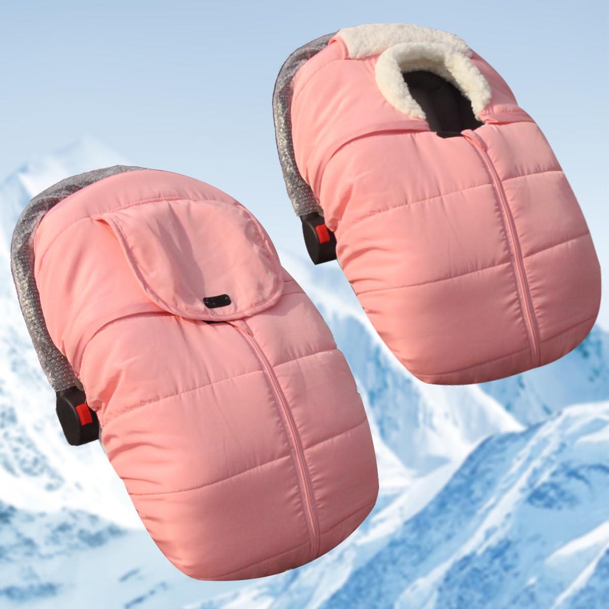 TSAYAWA Winter Baby Car Seat Cover - Mom's Choice Awards Winner - Insulated Windproof Car Seat Bunting Bag for Newborn & Infant - Warm Travel Blanket for Cold Weather (Pink) | Perfect for Stroller, Shopping & Outdoor Adventures