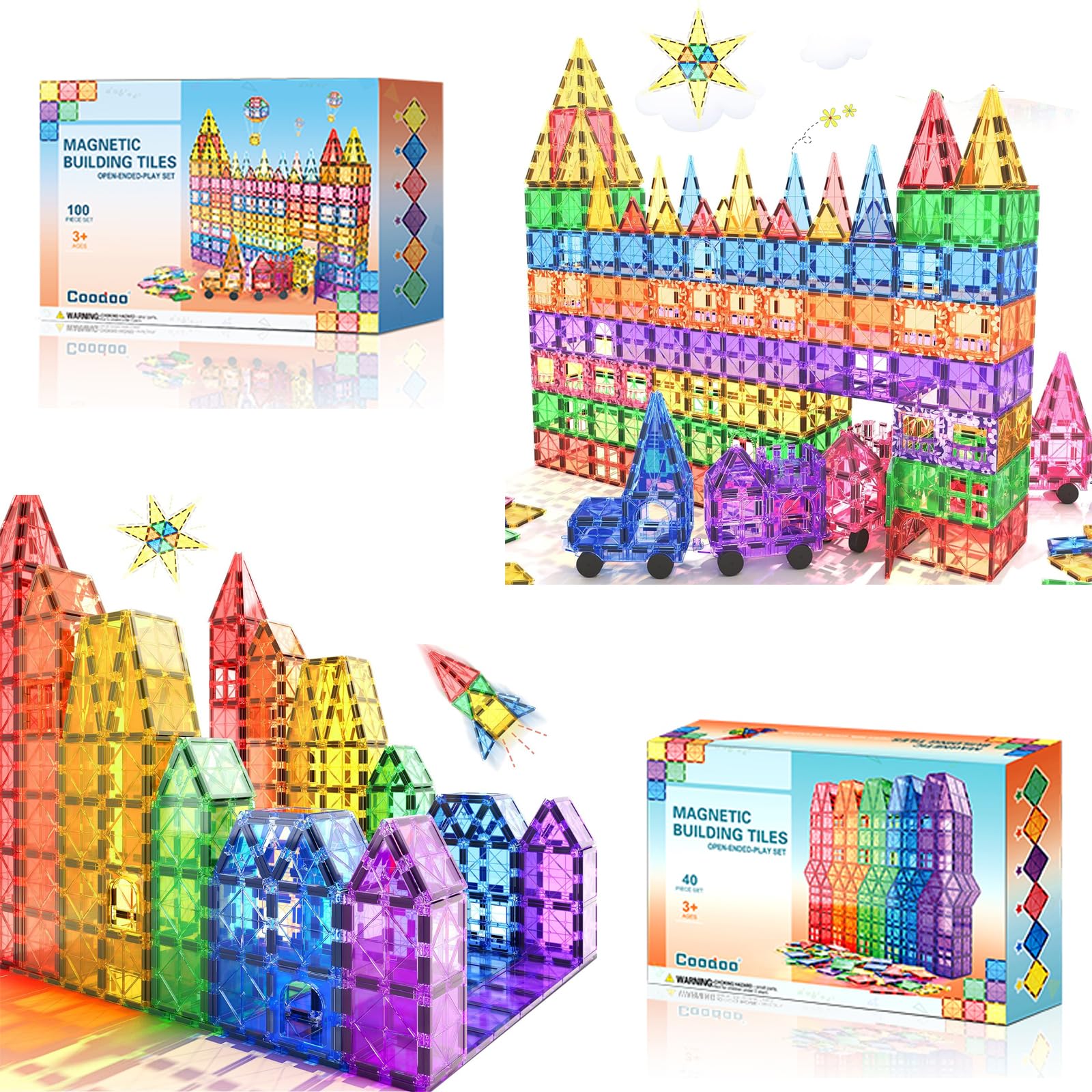 140PCS Magnetic Building Blocks for Kids - STEM Educational Toys for Toddlers, Preschool Learning, Montessori Sensory Toys for Boys & Girls Ages 3+ | Safe Creative Play for Indoor & Classroom Activities