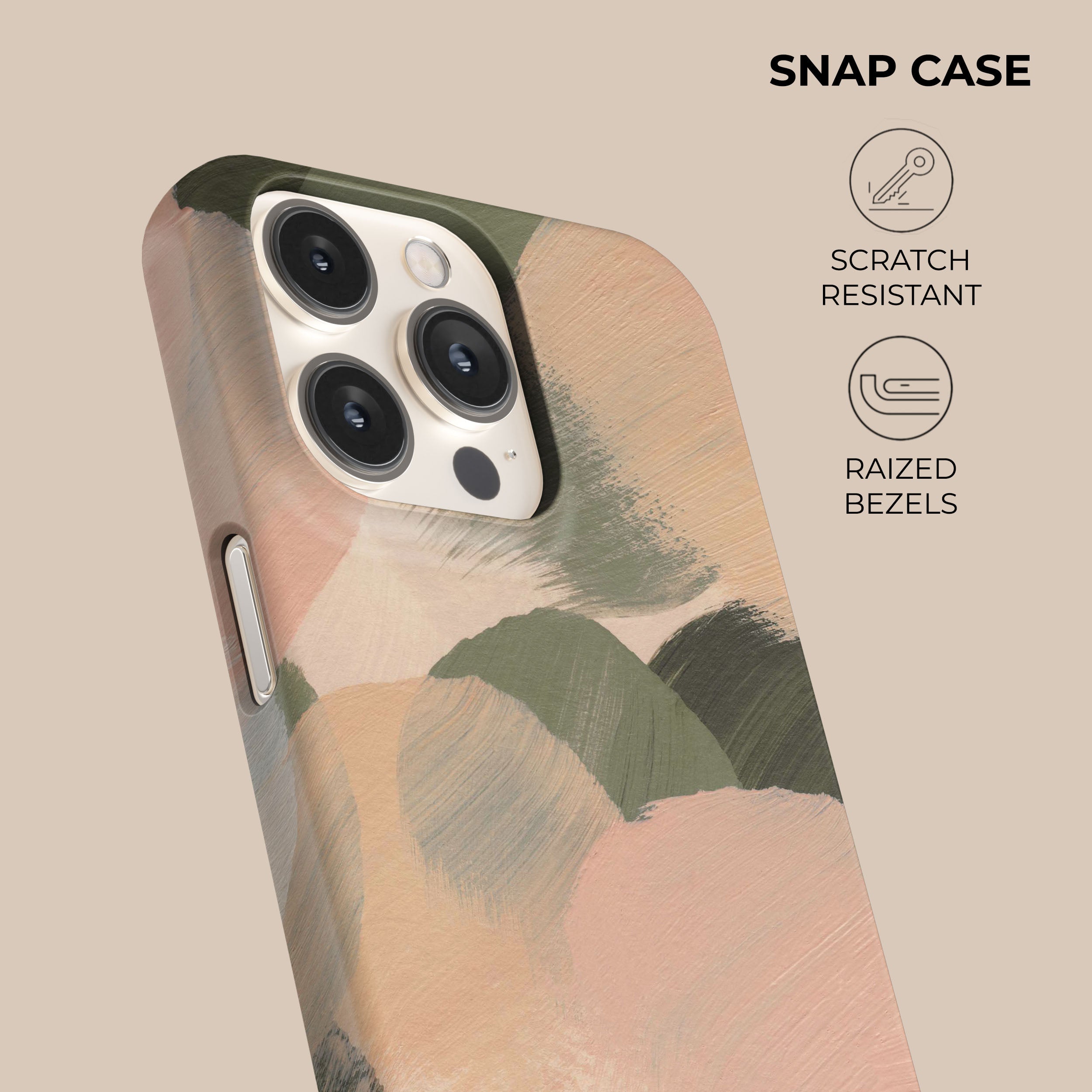 Slim Beige Minimalist Phone Case - Soft Matte Finish, Shockproof Protection for iPhone 15/14/13/12/11 Pro Max | Perfect for Everyday Use, Travel & Work