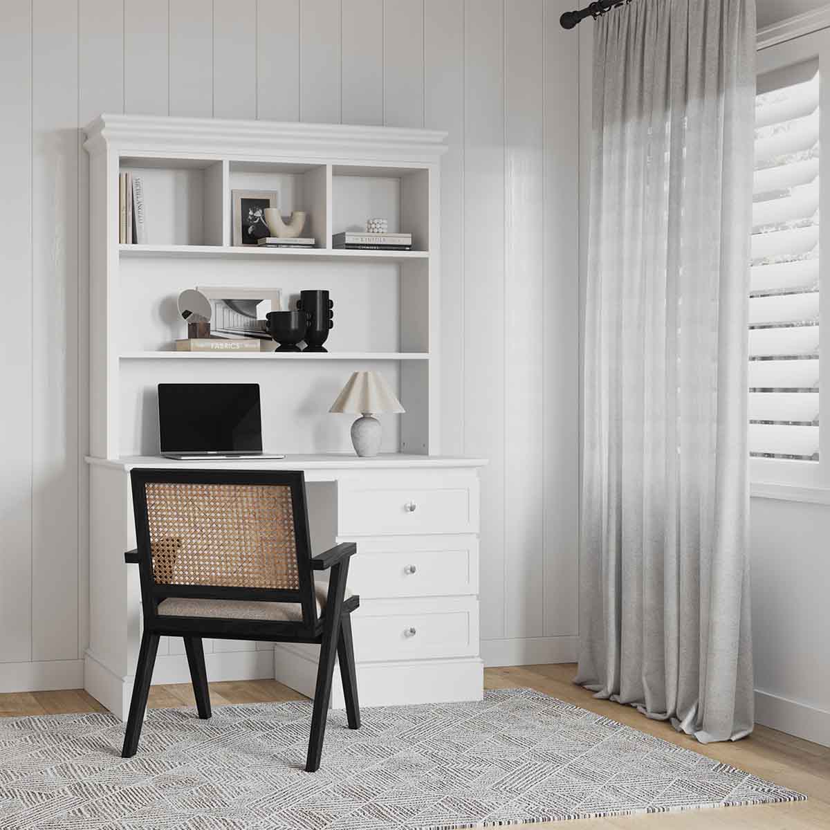3-Drawer 5-Shelf Hutch Study Desk - Compact Home Office Desk with Storage for Small Spaces | Perfect for Study, Workstation, Dorm Room & Home Office Organization