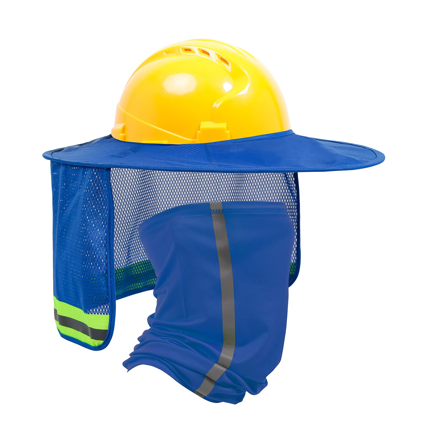 TCCFCCT Hard Hat Sun Shade & Neck Cover - 2 Pack Blue Sun Visor & Bandana Headband for Construction, Outdoor Work - UV Protection Hard Hat Accessories (Hard Hat Not Included) - Perfect for Construction Workers, Landscapers & Roofers