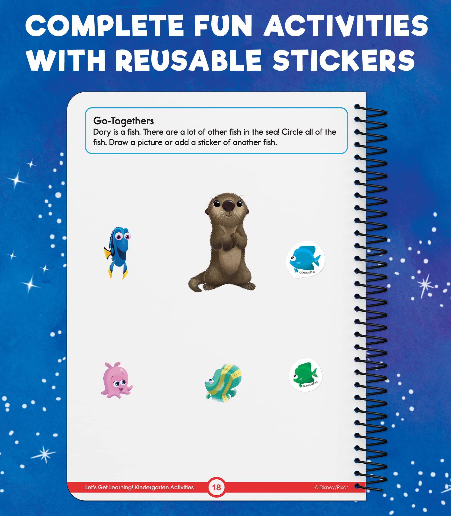 Disney Kindergarten Wipe Clean Activity Book - Math, Letters, Handwriting, Addition & Subtraction Workbook with Reusable Stickers | Learning Activities for Kids Ages 5-6 | Perfect for Homeschooling & Classroom Practice