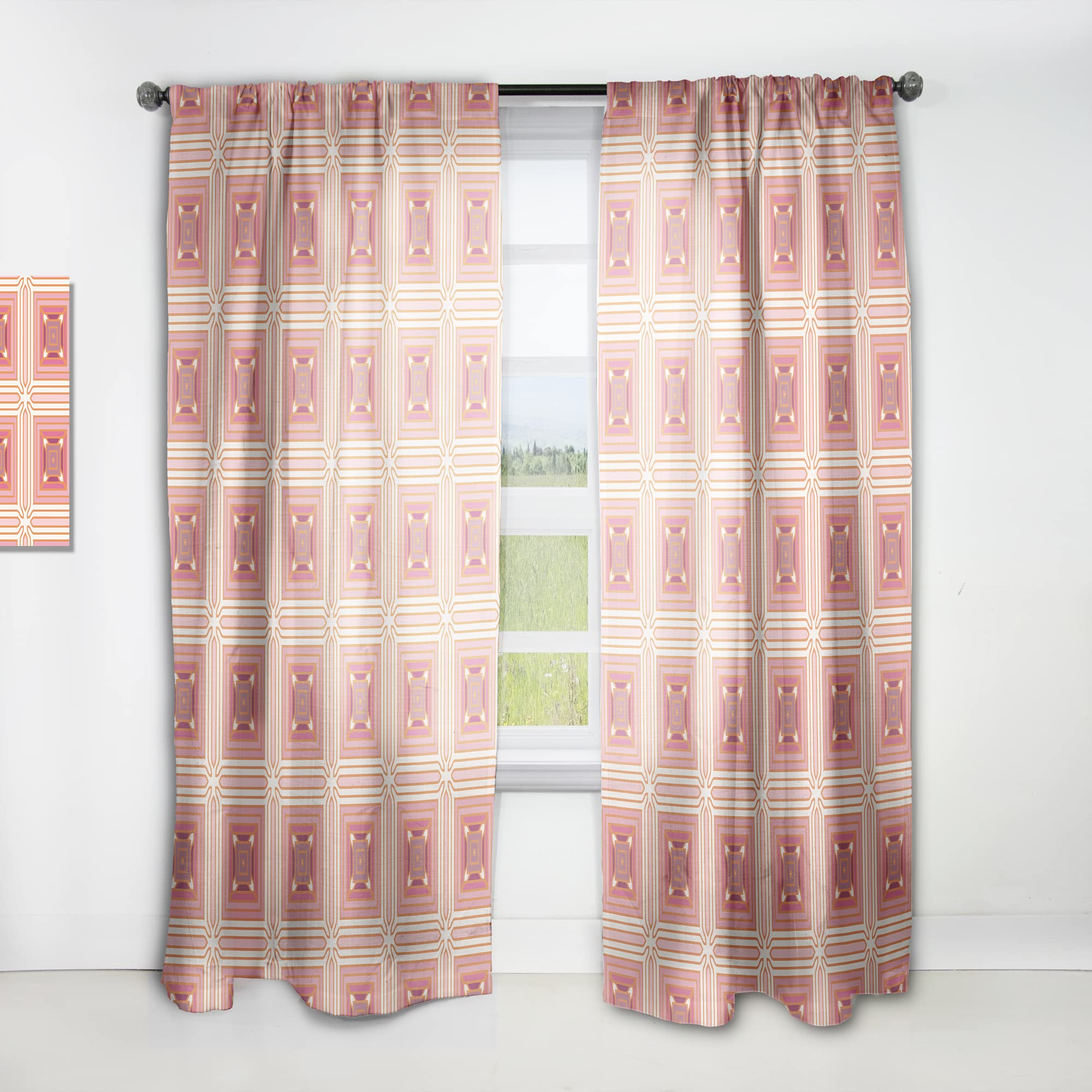 DesignQ Geometric Retro II Thermal Insulated Curtains - Single Panel 52x63 Inches - Blackout Drapes for Bedroom & Living Room - Perfect for Home Decor, Privacy & Temperature Control