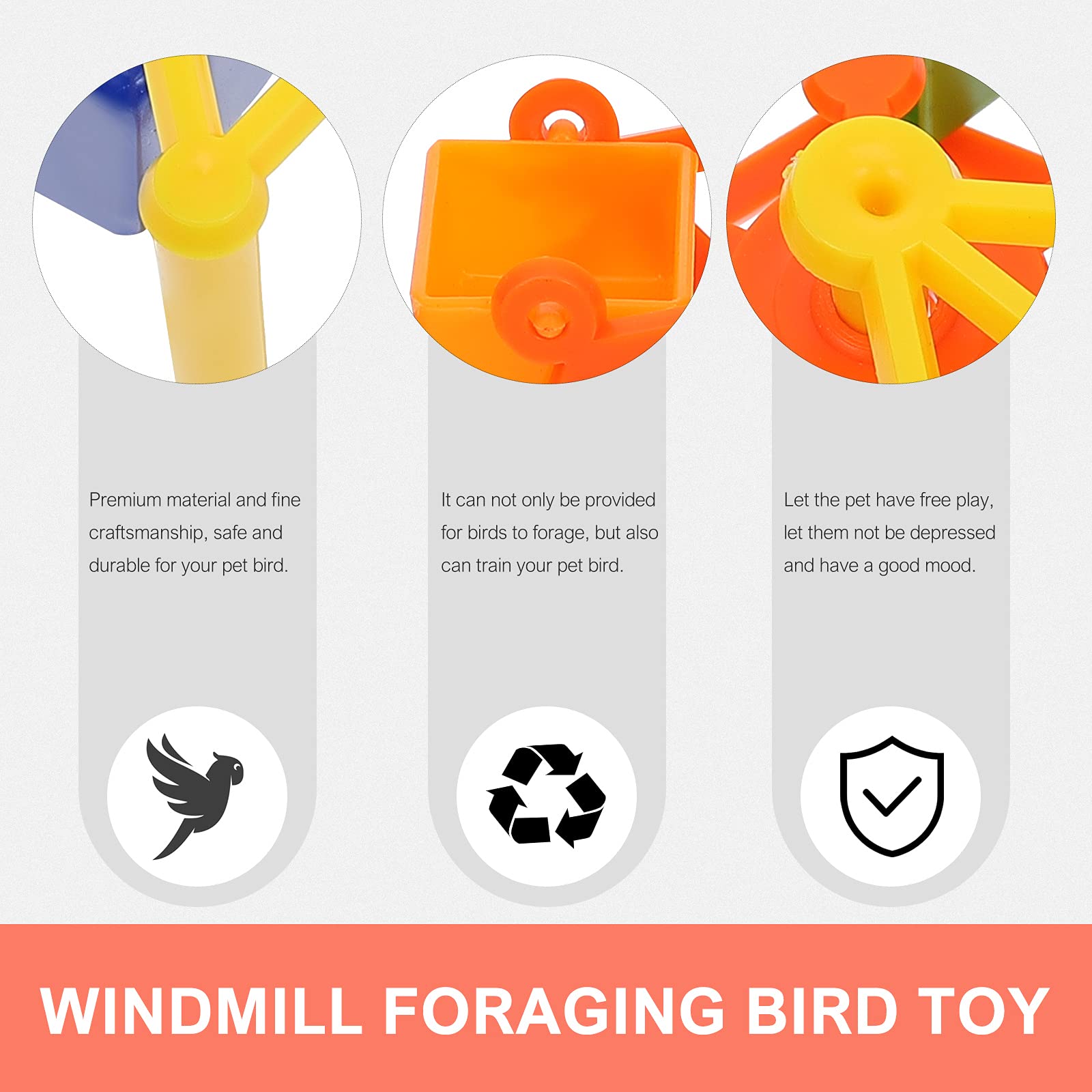 Baluue Parrot Foraging Toy - Windmill Chew Training Prop with Food Feeder, Bird Cage Decoration for Parakeets Cockatiels Conures | Interactive Plaything for Mental Stimulation & Beak Exercise