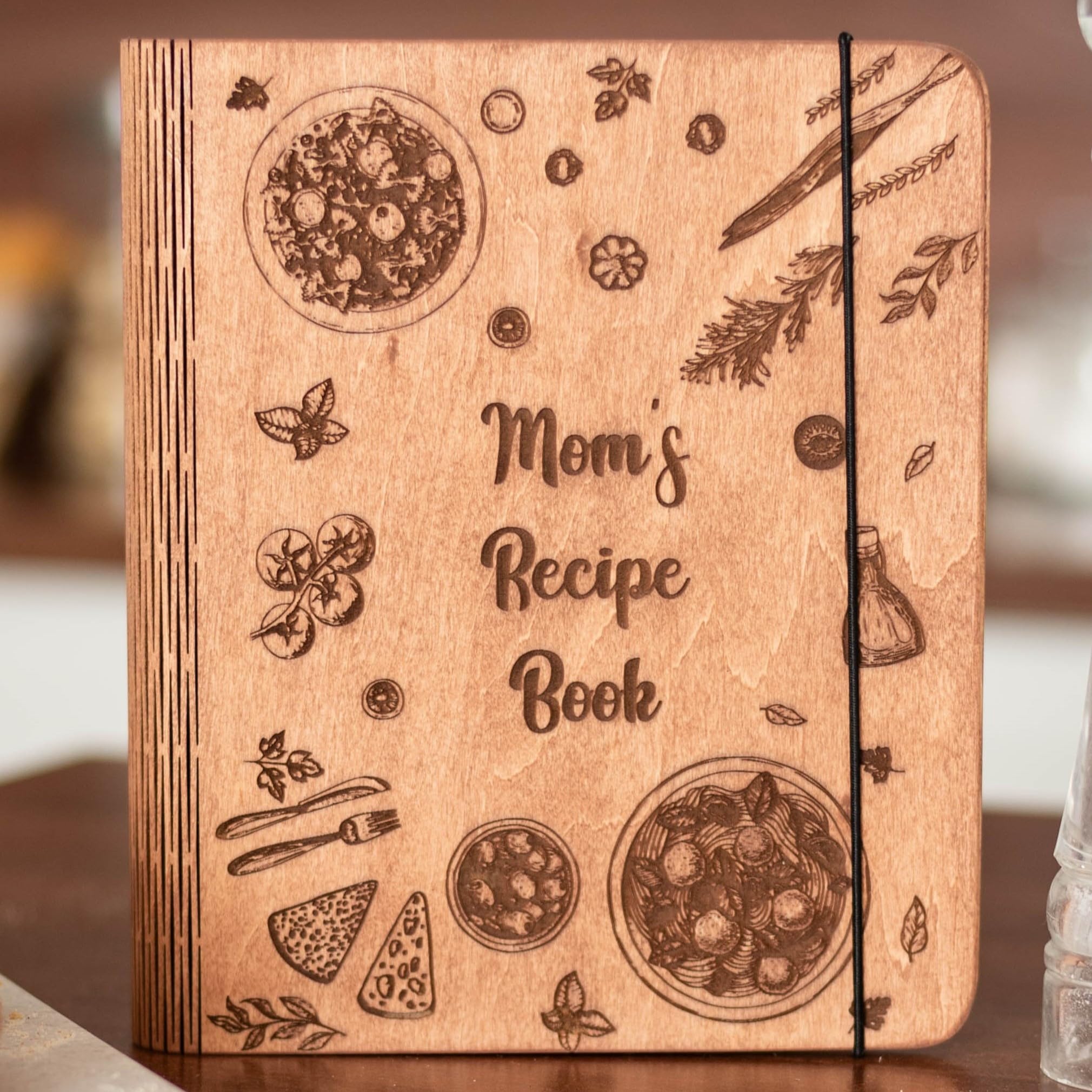 ENJOY THE WOOD Personalized Wooden Recipe Book Binder - Custom Family Cookbook Journal for Writing Recipes - Hardcover Blank Recipe Organizer (A4 Size, Italy) - Perfect for Home Chefs, Wedding Gifts & Family Heirloom Recipes