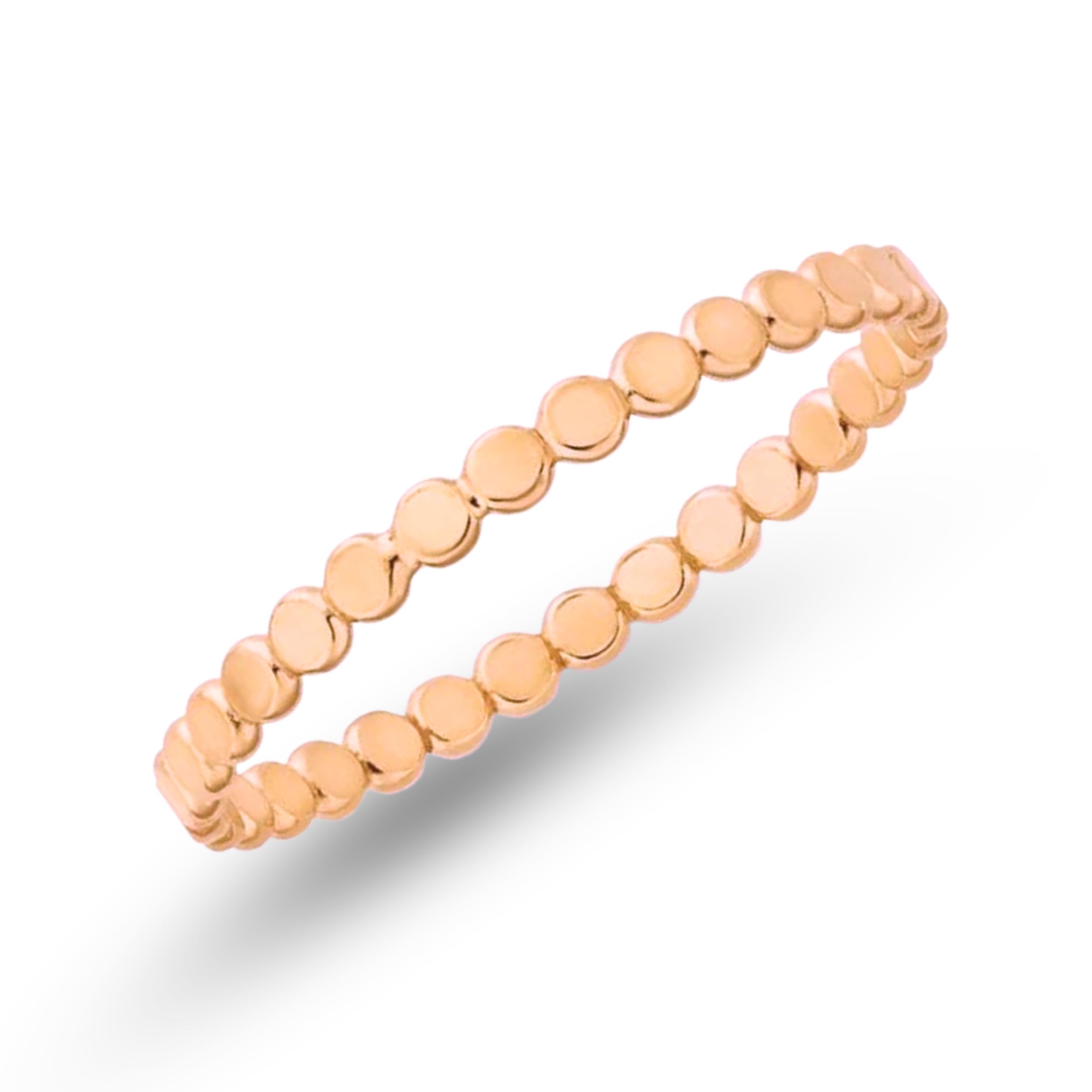14K Gold Filled Stackable Dainty Ring Band - Silver, Gold, Rose Gold Hammered Dot Beaded Design - US Sizes 4-12 - Perfect for Layering, Everyday Wear & Gift Giving