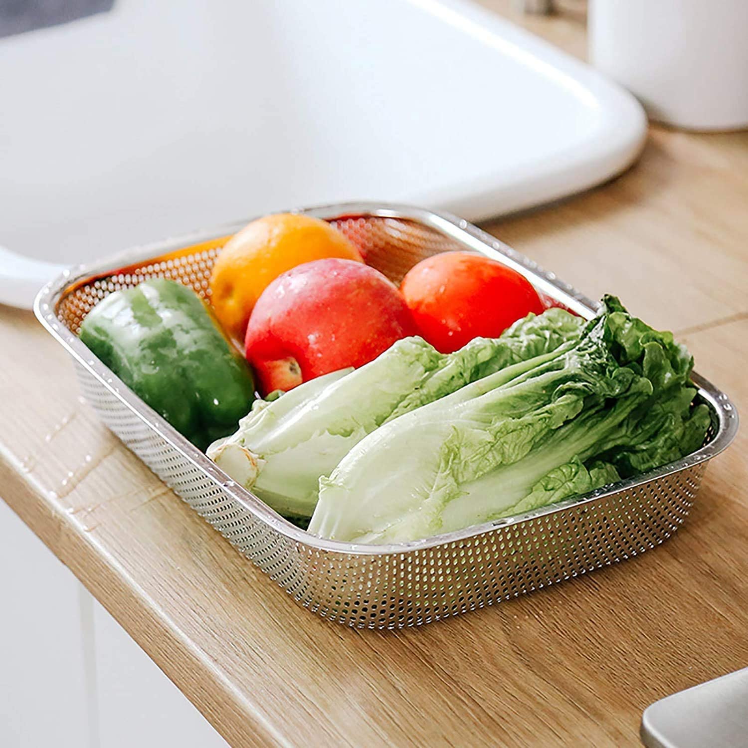 Stainless Steel Kitchen Utensil Drying Rack - Rectangle Mesh Dishwasher Basket for Silverware, Chopsticks & Tools (30x20x6cm) | Space-Saving Sink Organizer & Dish Drying Rack for Compact Kitchens