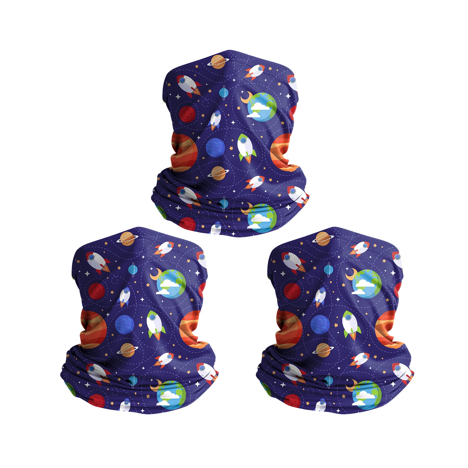 TJKL102 (3 Pack) Kids Bandanas & Neck Gaiters - Soft Cotton Face Coverings for Outdoor Play, Sports & Sun Protection - Unisex Children's Fashion Accessories for Hiking, Cycling & School Activities